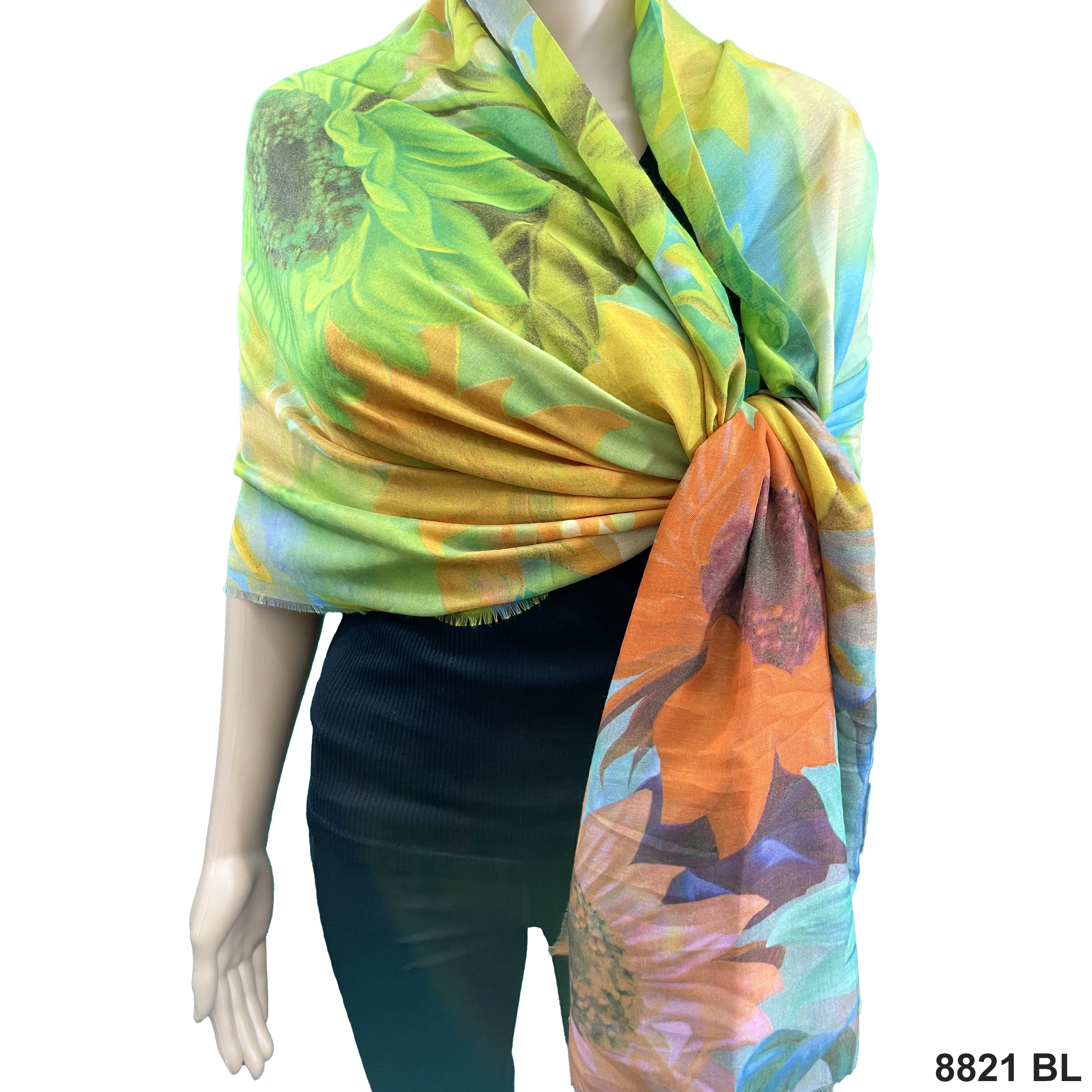 Sunflower Print Summer Scarf 8821 BL