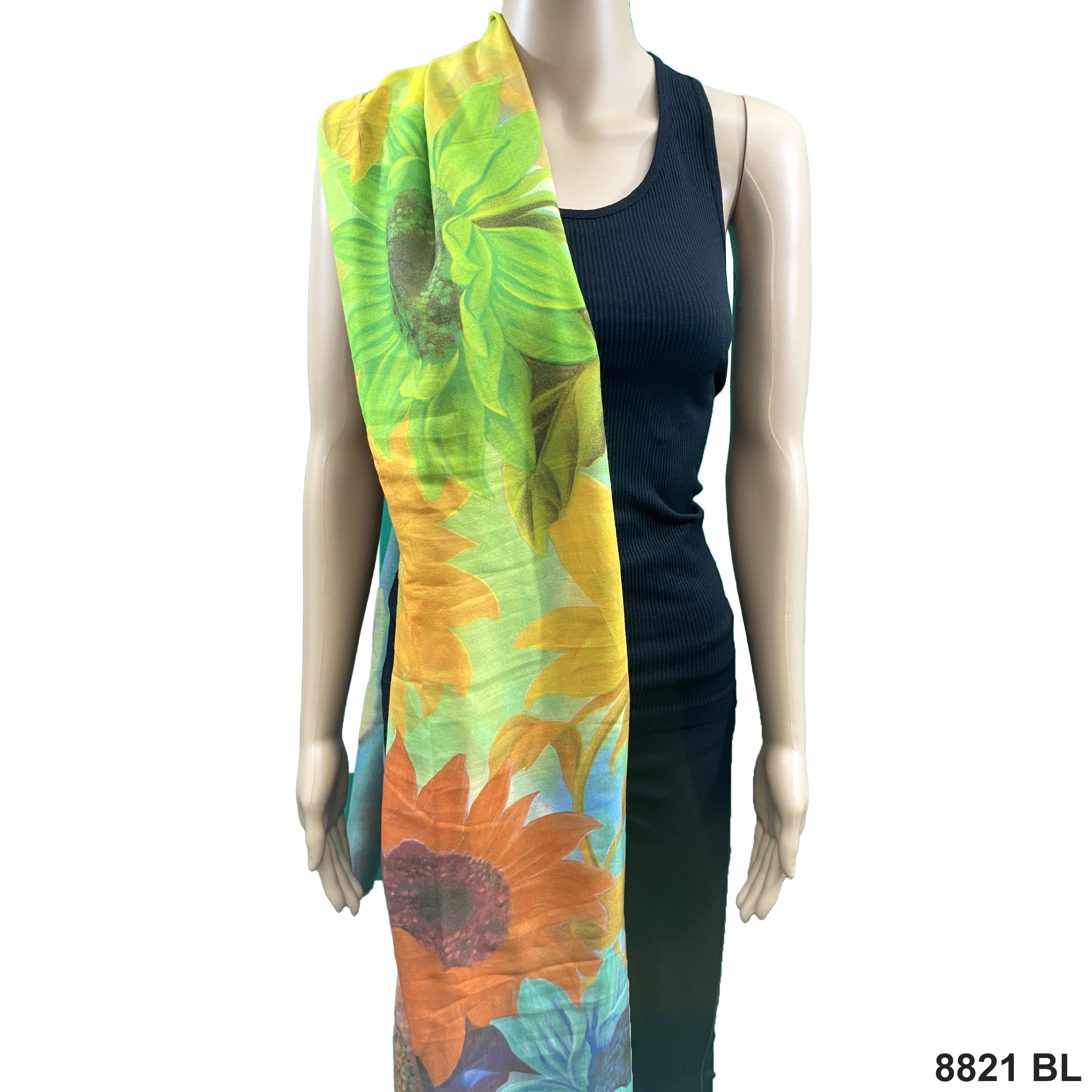 Sunflower Print Summer Scarf 8821 BL