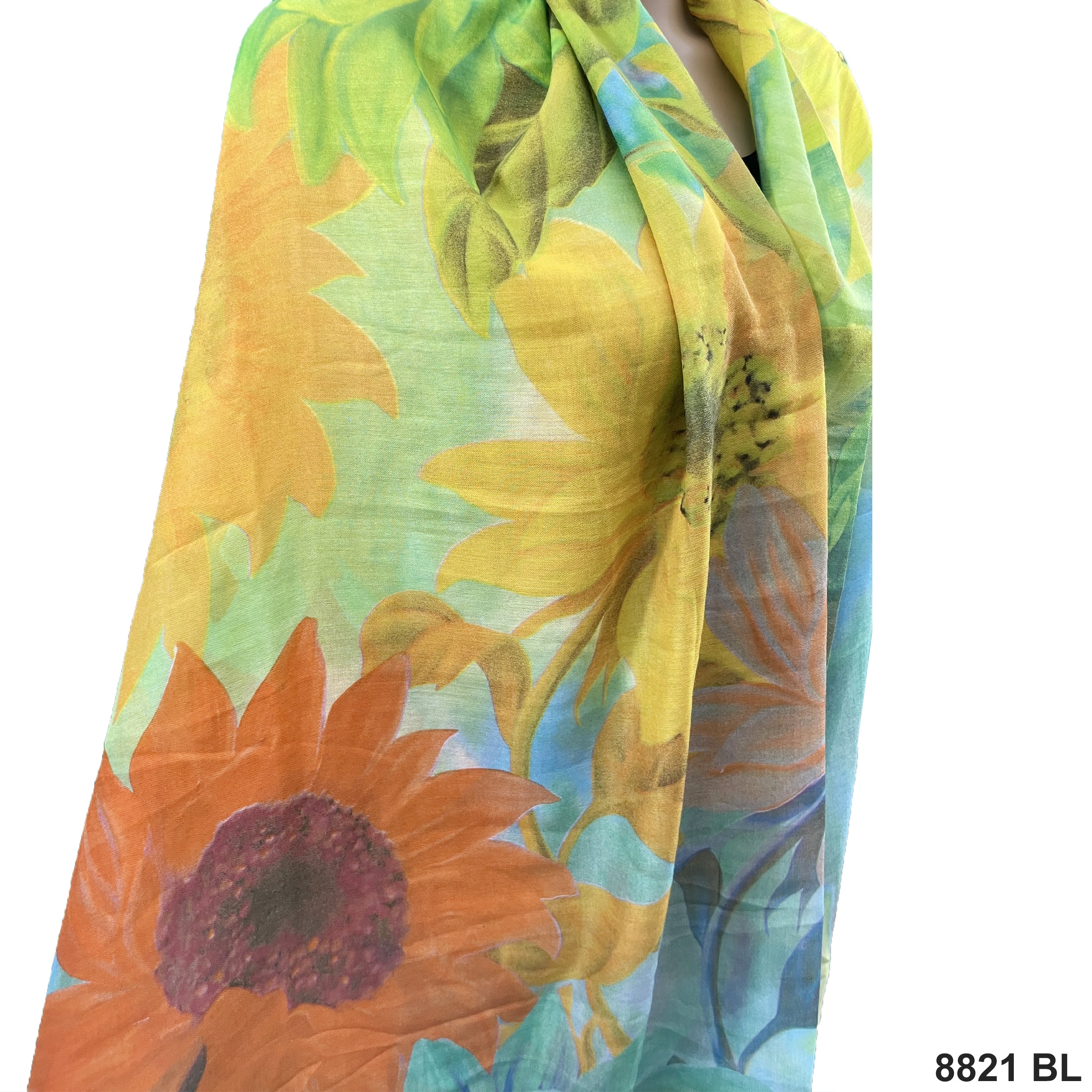 Sunflower Print Summer Scarf 8821 BL