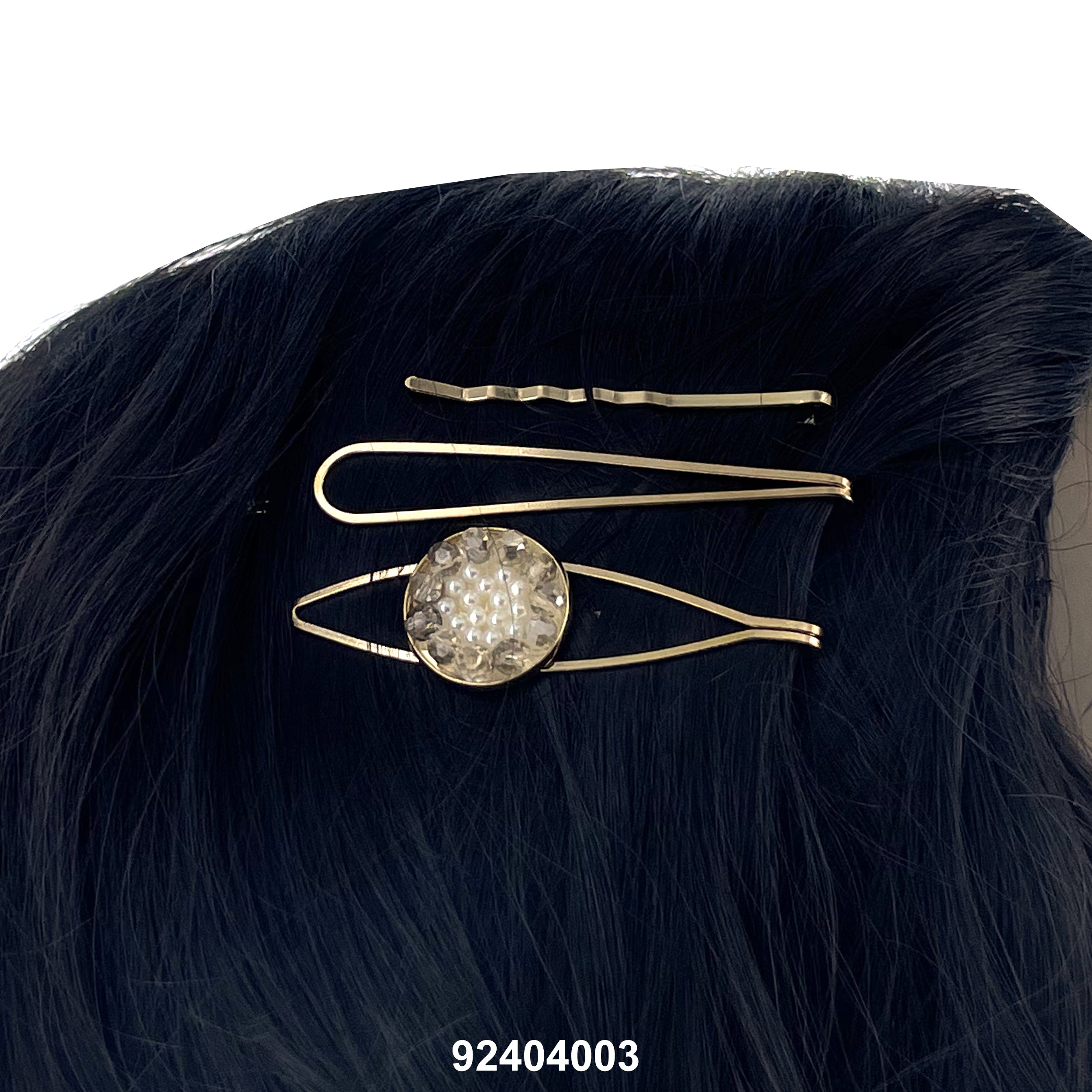 HAIR CLIPS (DOUBLE PRONGS + BOBBY PINS) 92404003 (CRYSTAL PIN)