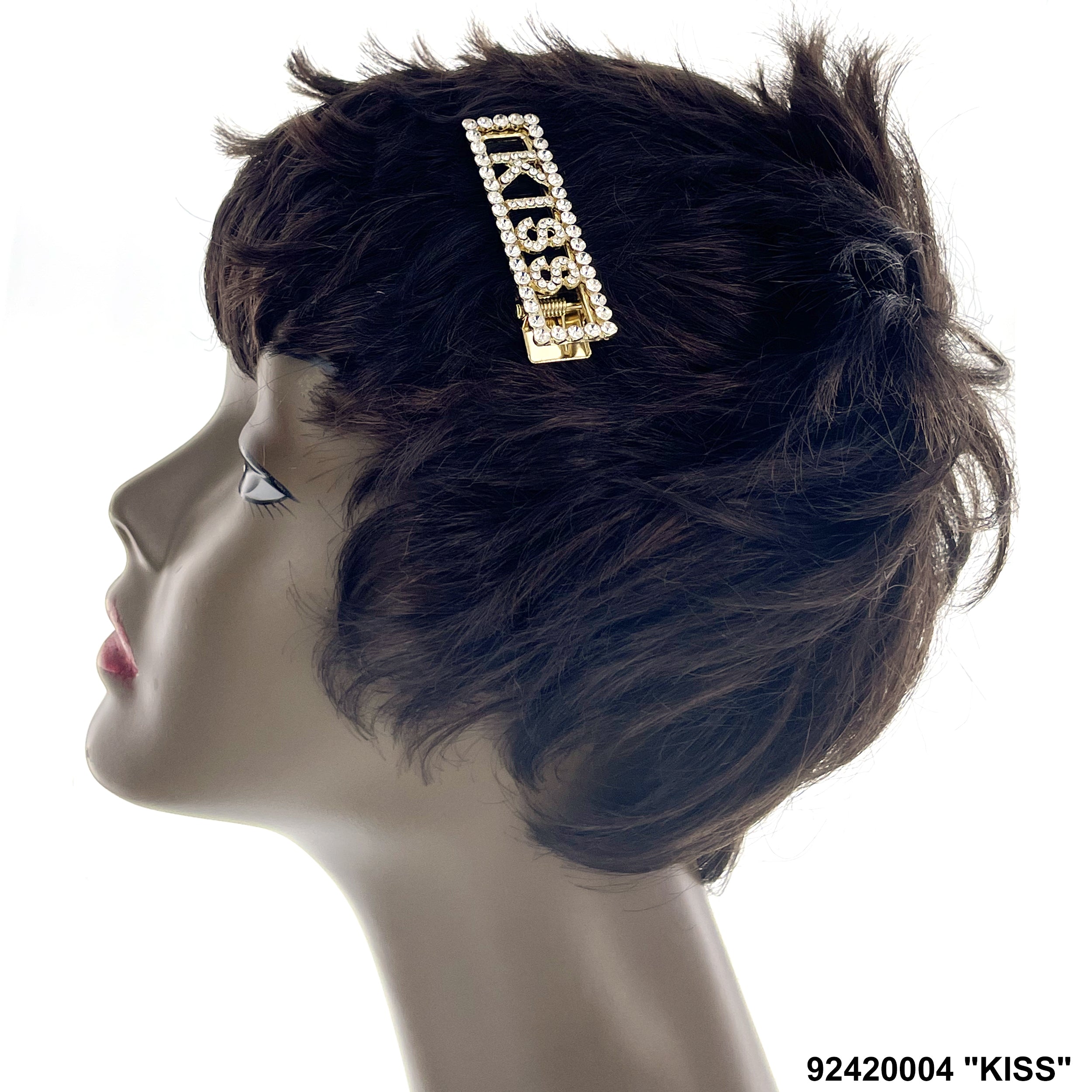 CZ Stones Hair Clip 92420004 "KISS"