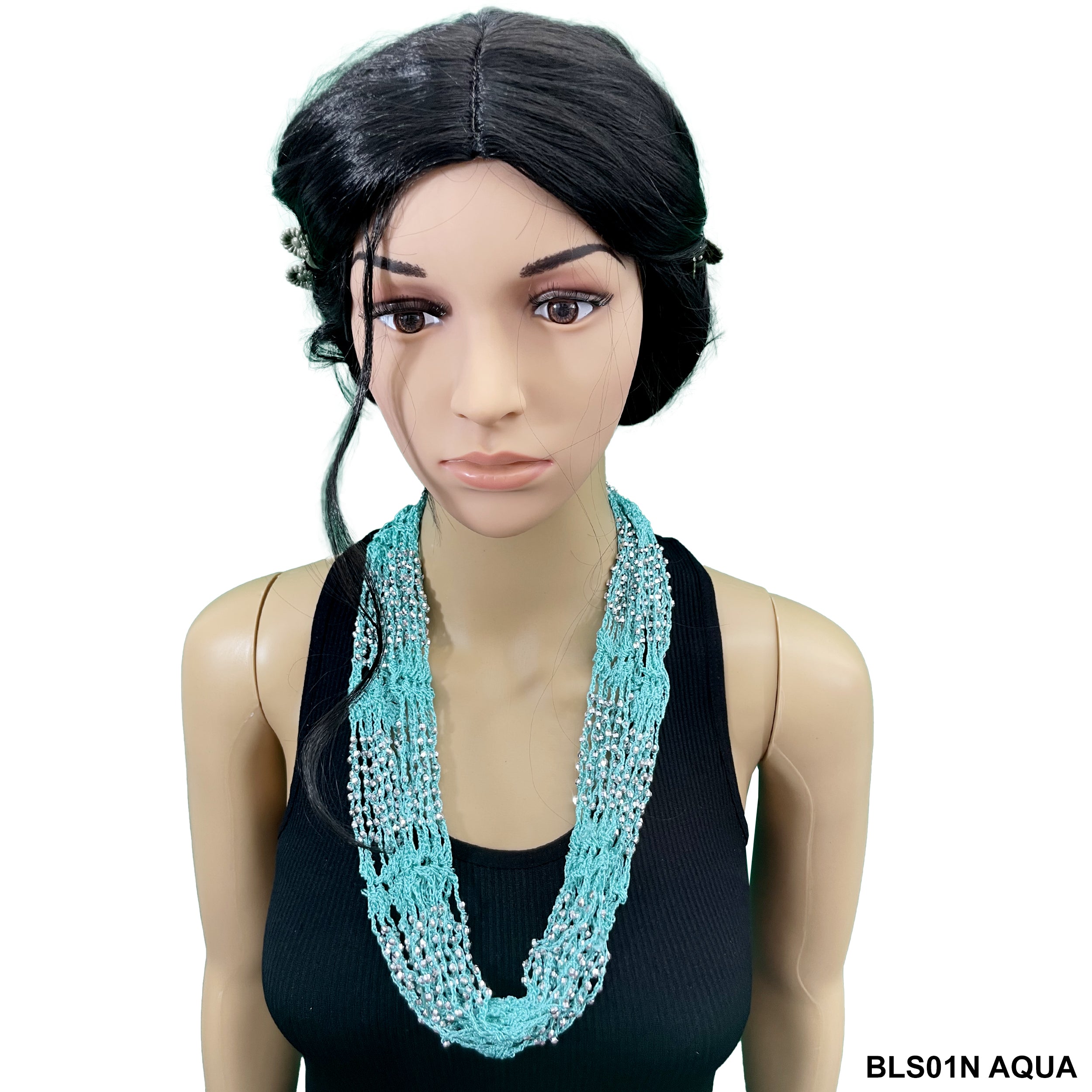 Fringed Infinity Summer Scarf BLS01N AQUA