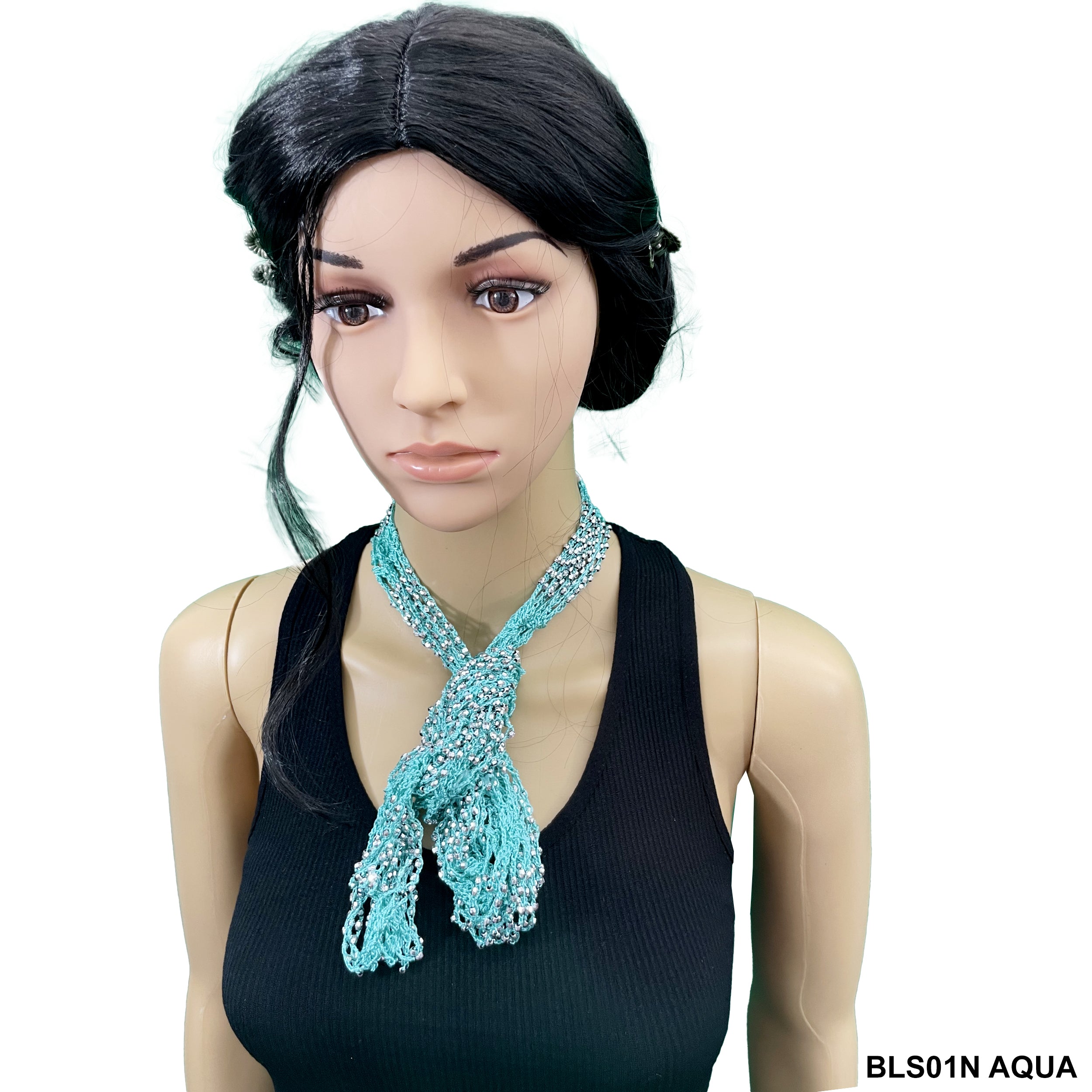 Fringed Infinity Summer Scarf BLS01N AQUA