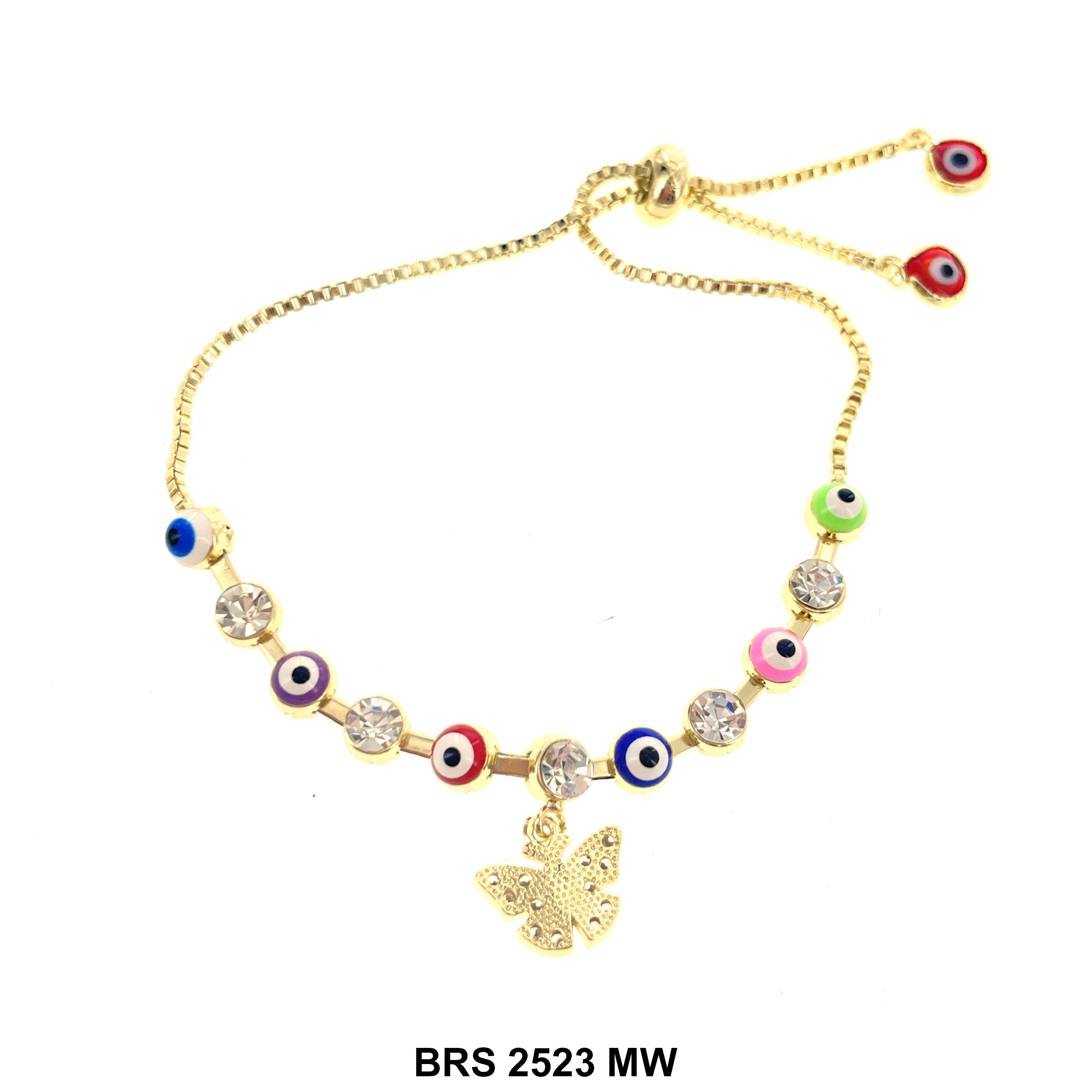 Butterfly Evil Eye Adjustable Bracelet BRS 2523 MW