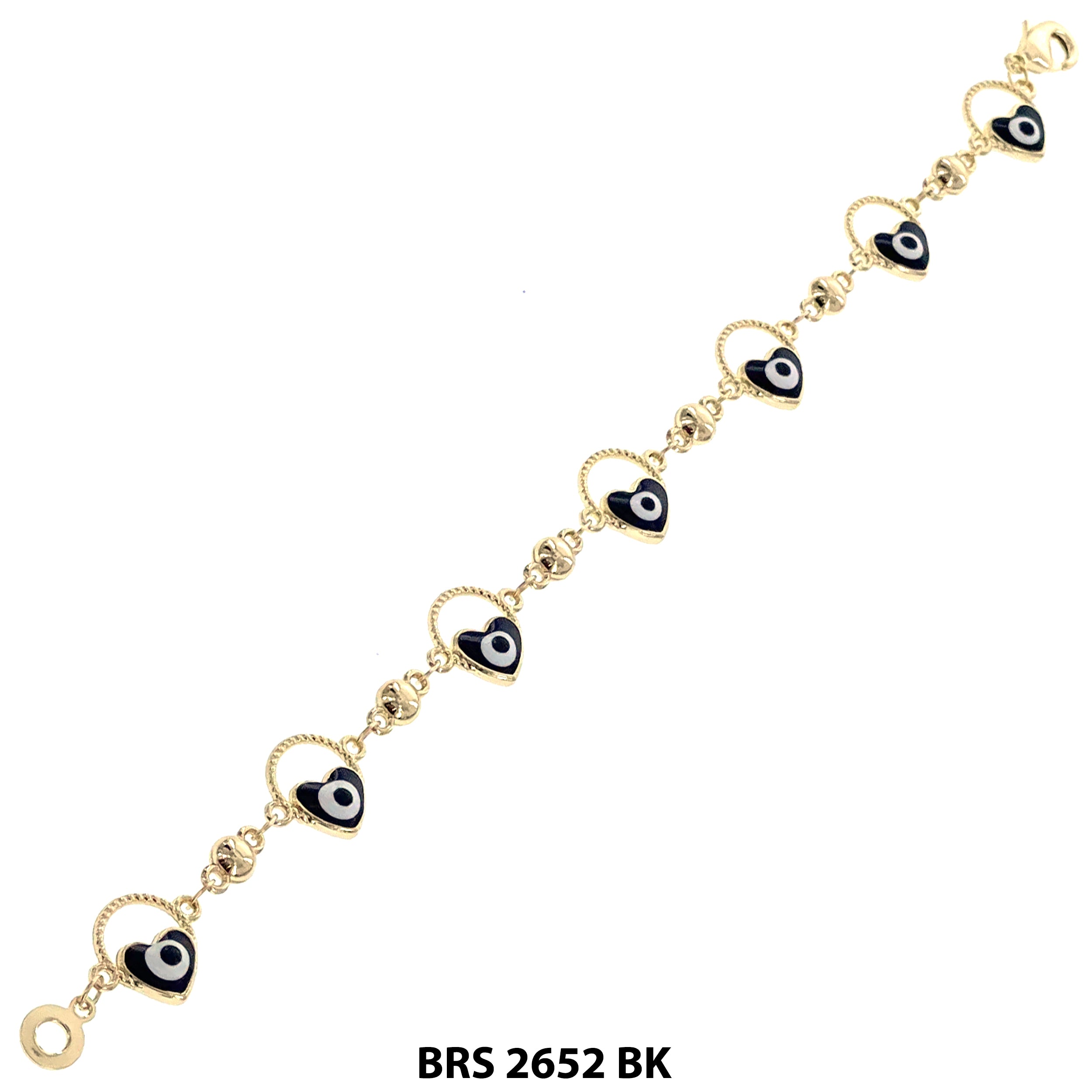 Heart Evil Eye Beads Bracelet BRS 2652 BK