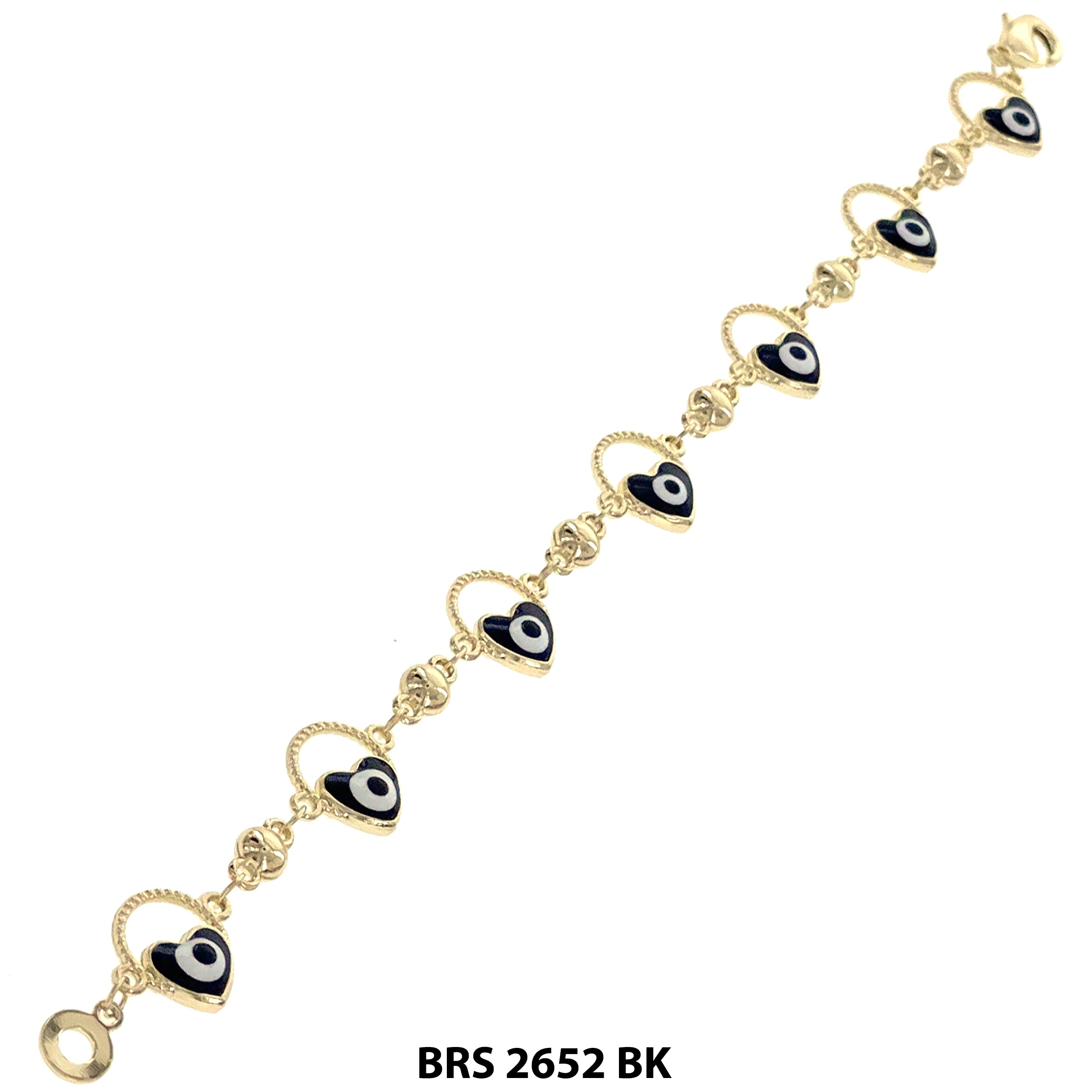 Heart Evil Eye Beads Bracelet BRS 2652 BK