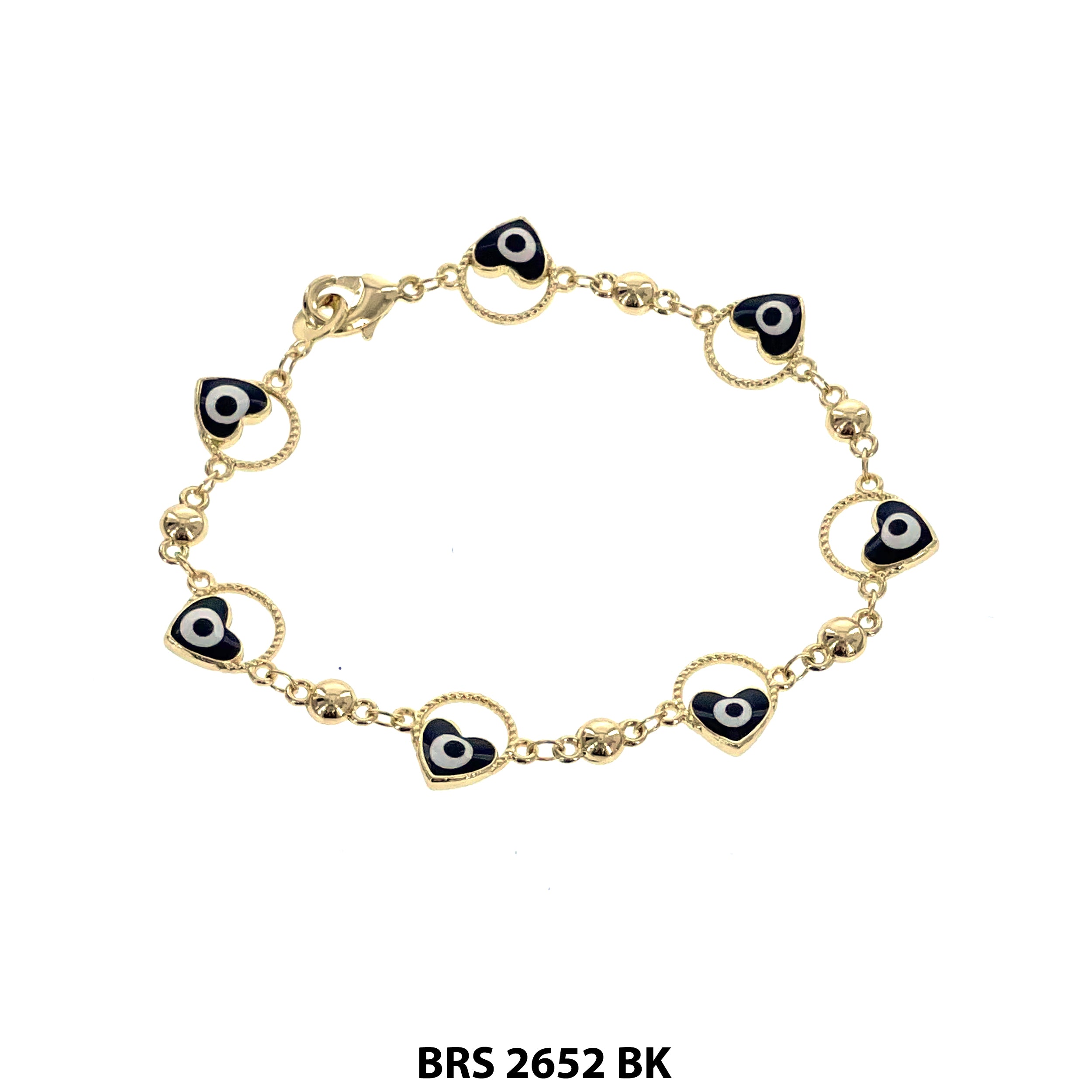 Heart Evil Eye Beads Bracelet BRS 2652 BK