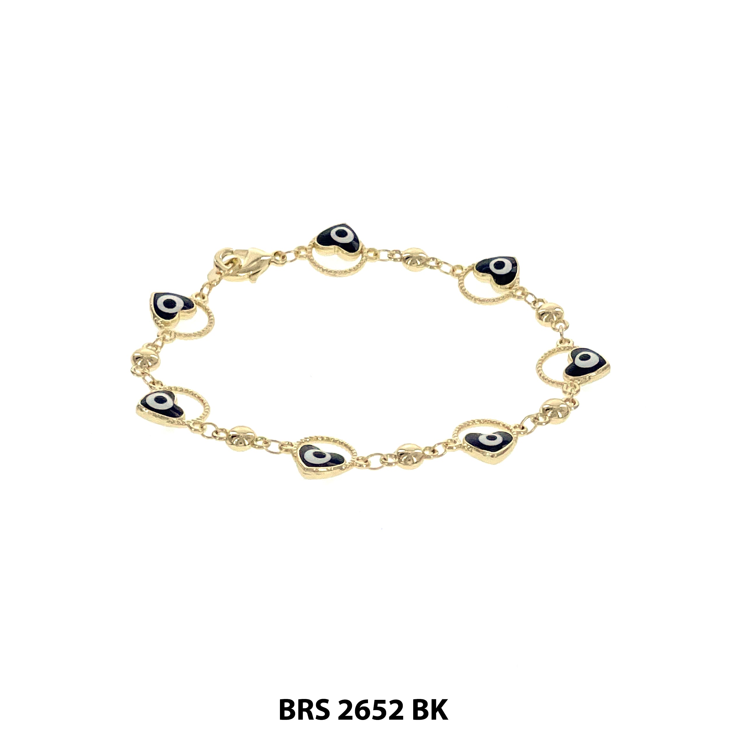 Heart Evil Eye Beads Bracelet BRS 2652 BK