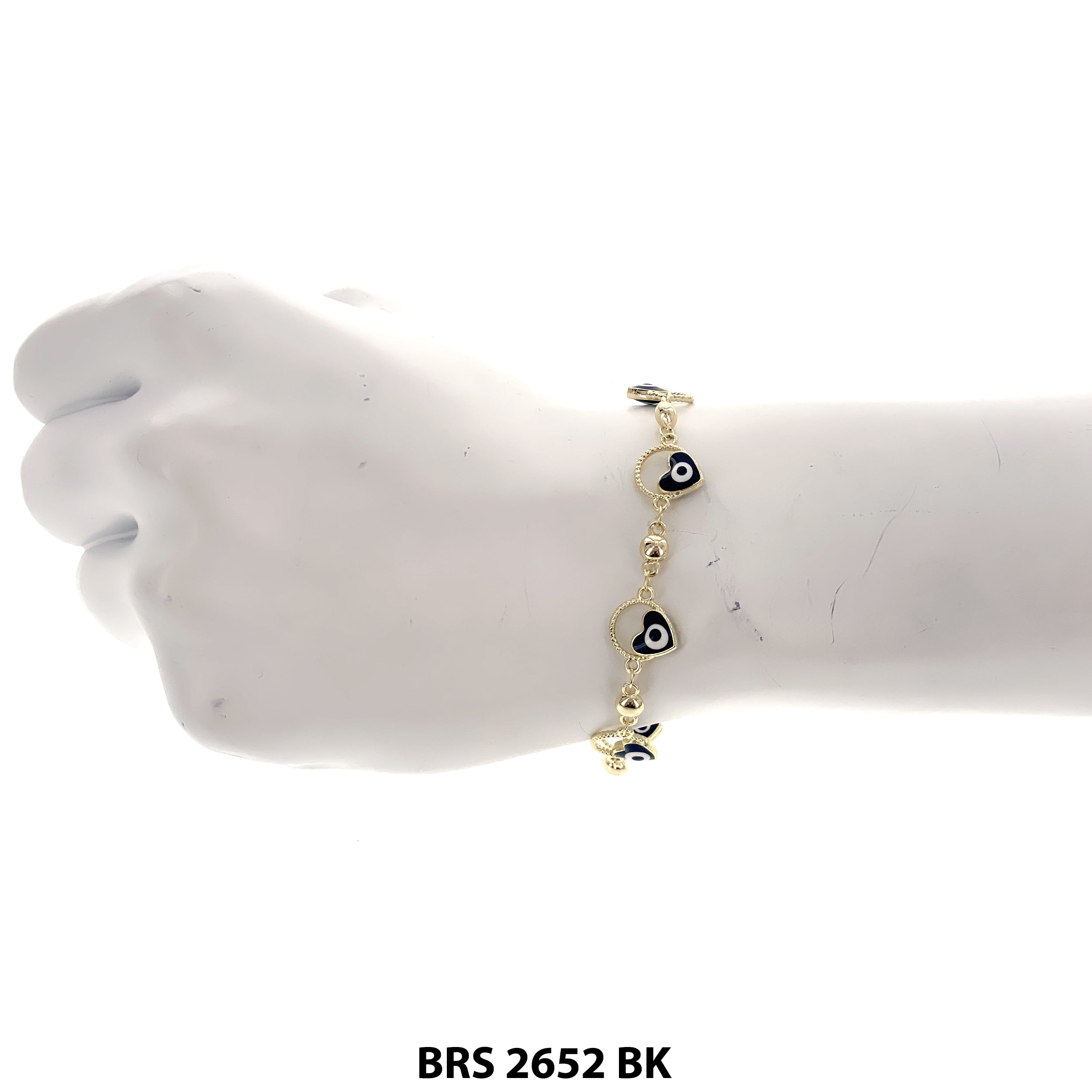 Heart Evil Eye Beads Bracelet BRS 2652 BK