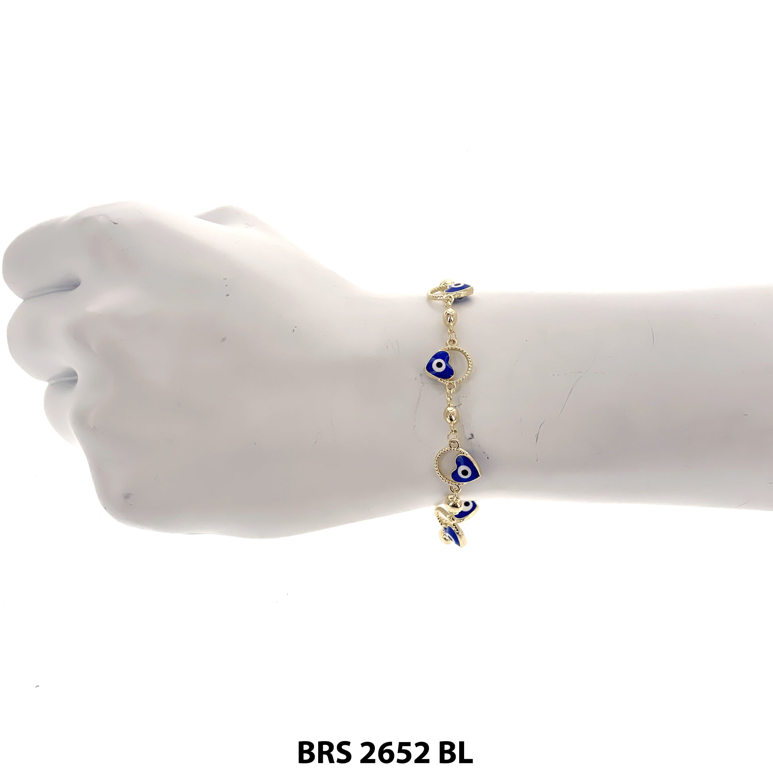 Heart Evil Eye Beads Bracelet BRS 2652 BL