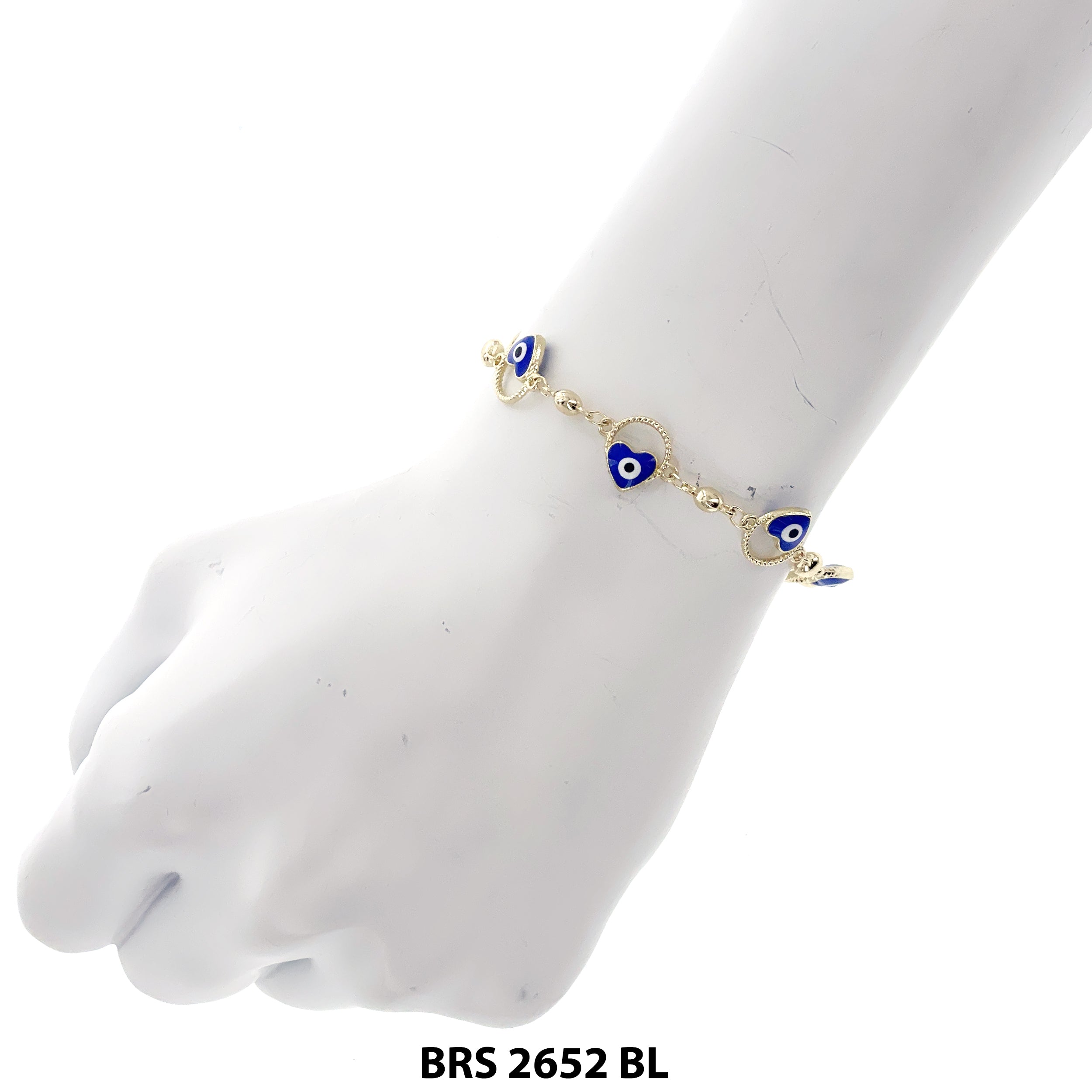 Heart Evil Eye Beads Bracelet BRS 2652 BL