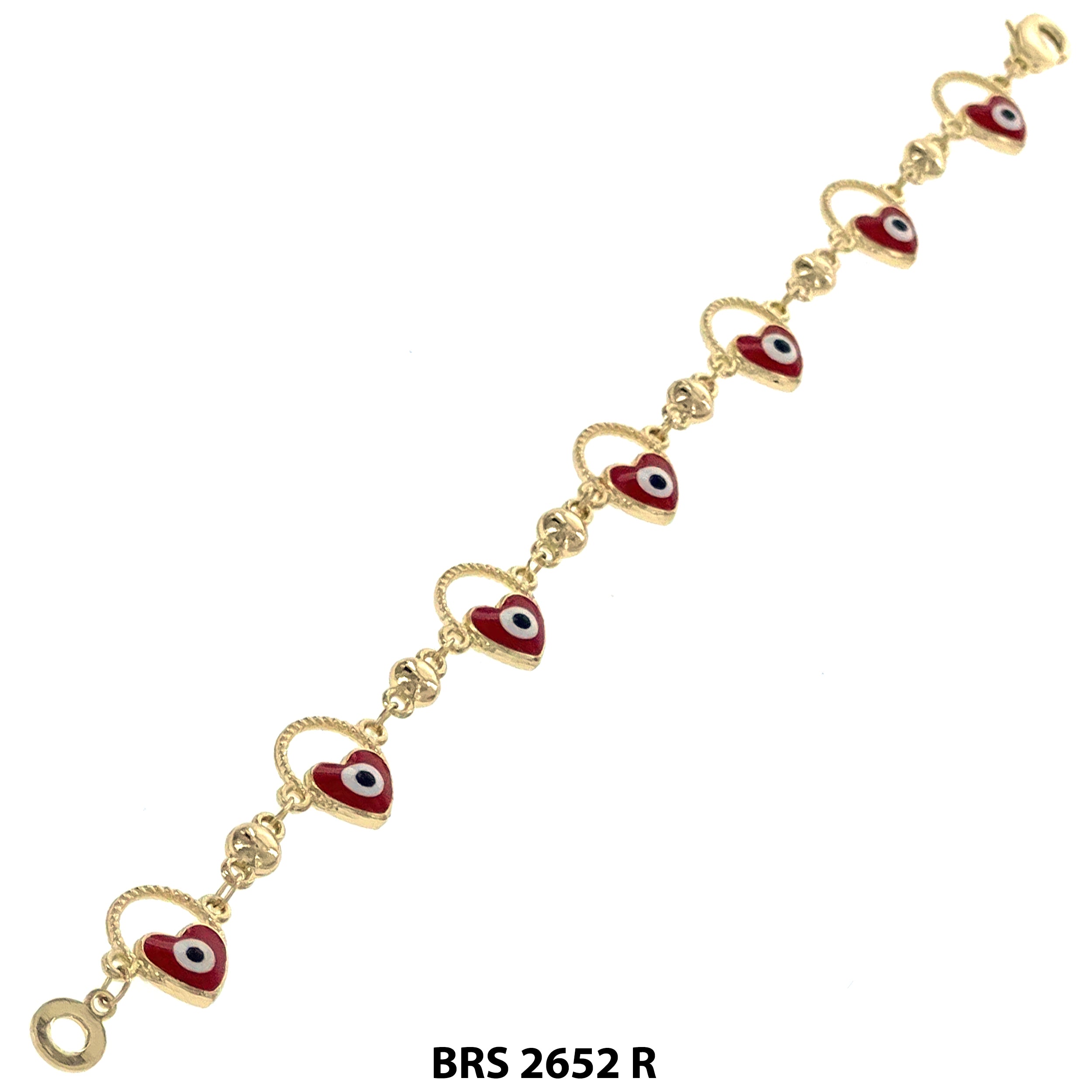 Heart Evil Eye Beads Bracelet BRS 2652 R