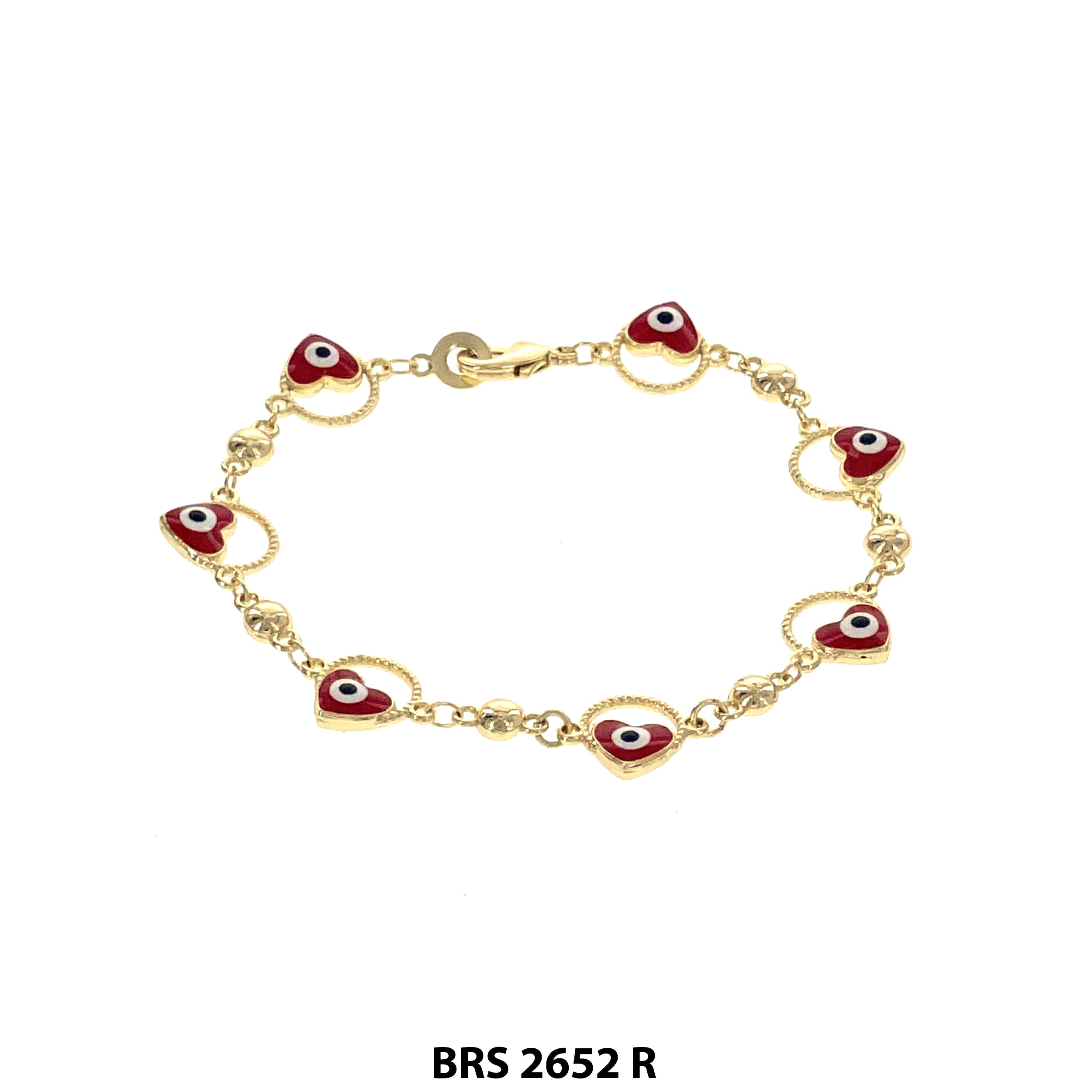 Heart Evil Eye Beads Bracelet BRS 2652 R