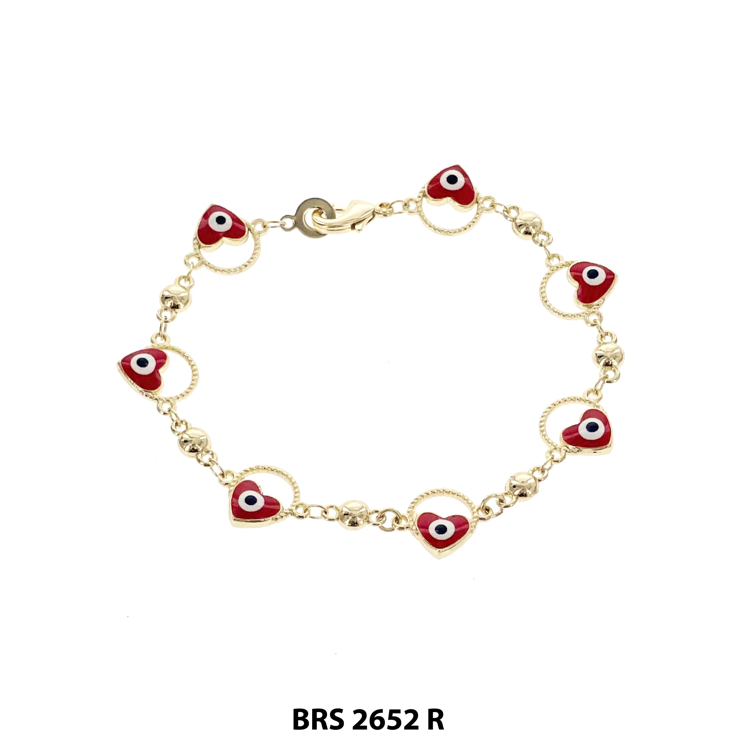 Heart Evil Eye Beads Bracelet BRS 2652 R