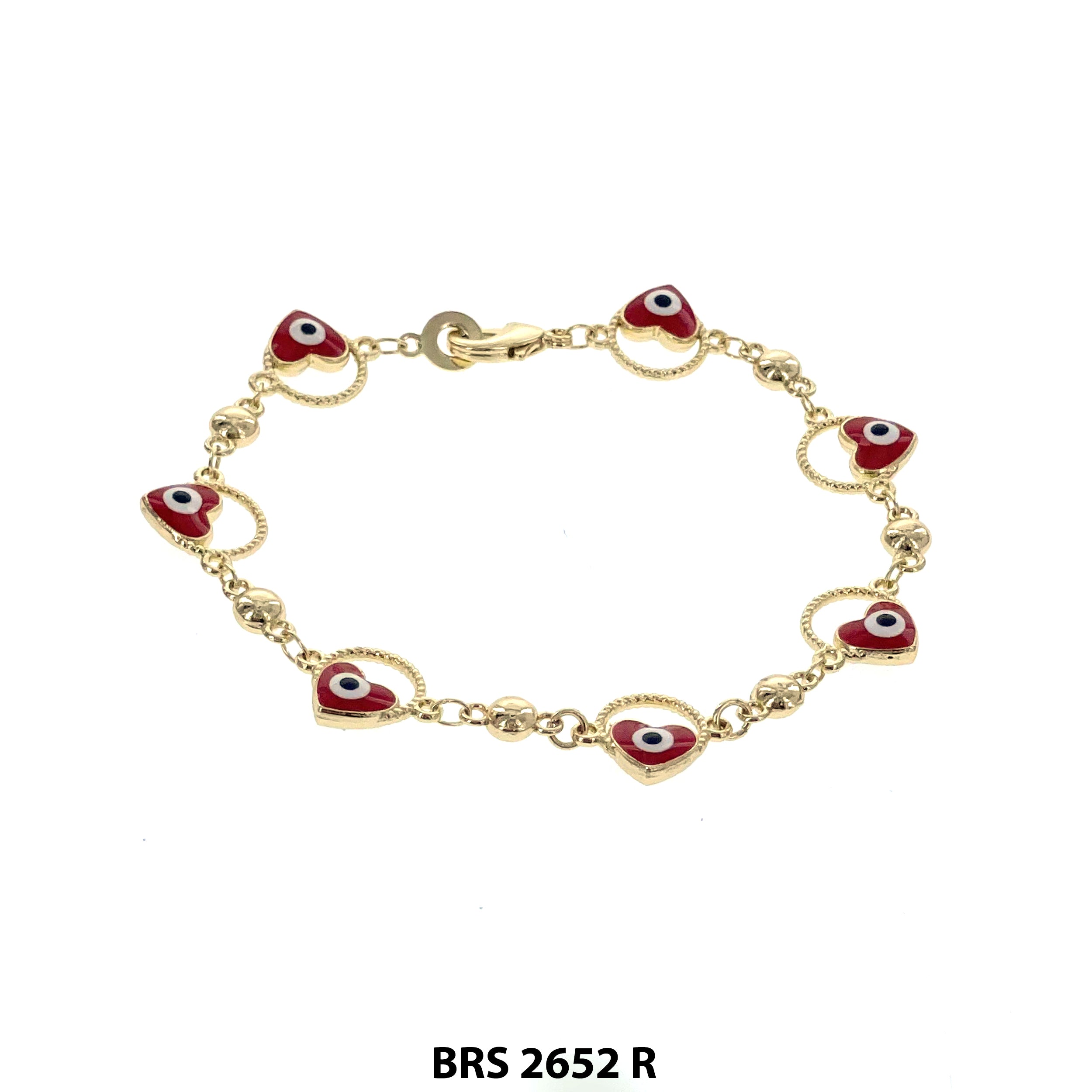 Heart Evil Eye Beads Bracelet BRS 2652 R