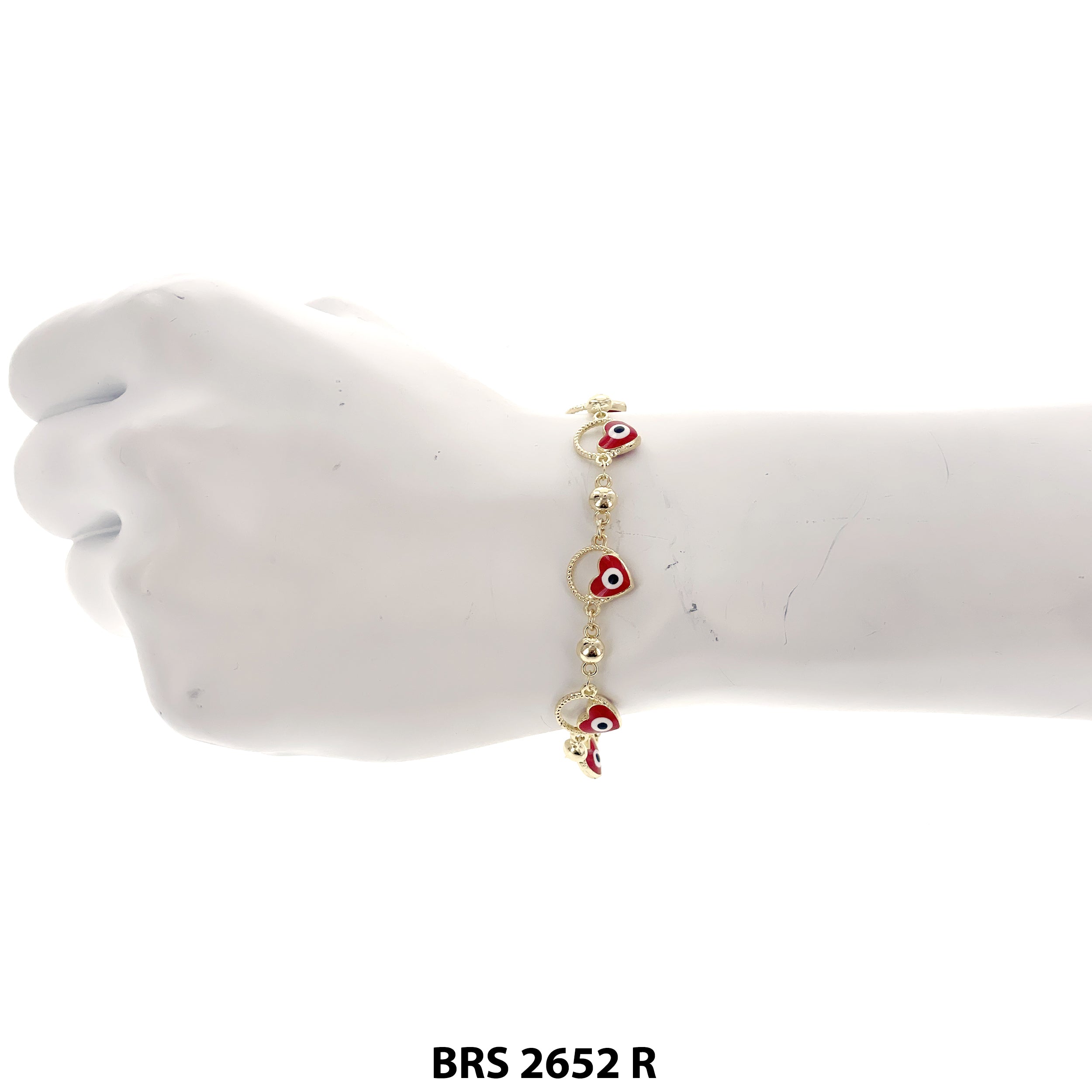 Heart Evil Eye Beads Bracelet BRS 2652 R