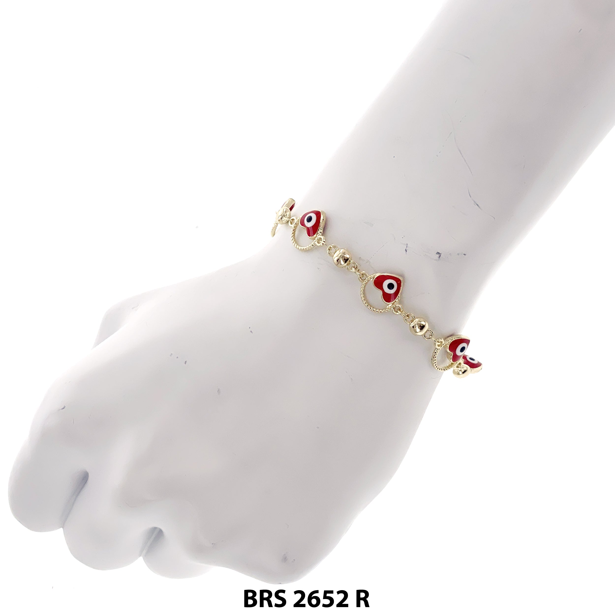 Heart Evil Eye Beads Bracelet BRS 2652 R