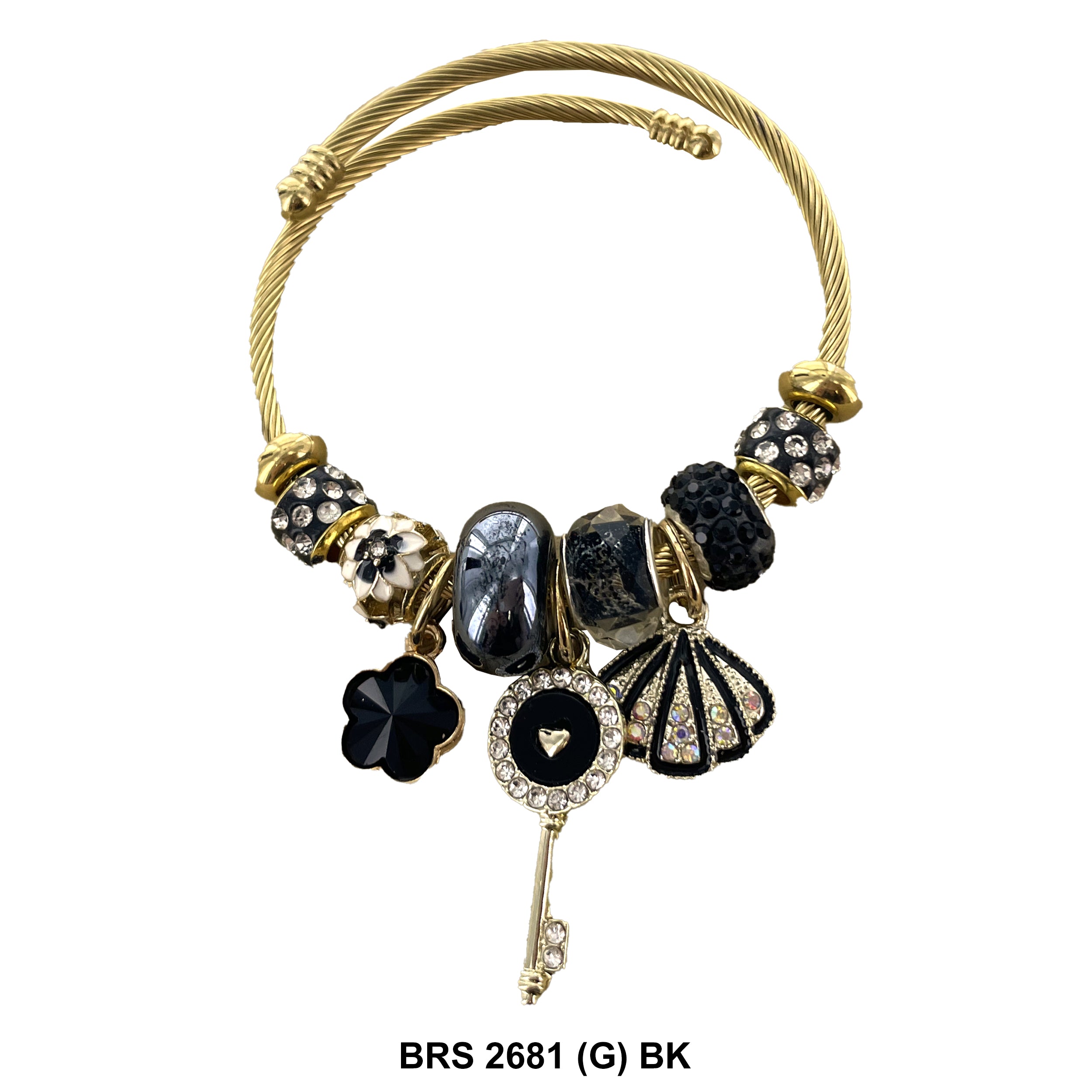 Hanging Charms Openable Bracelet BRS 2681 (G) BK