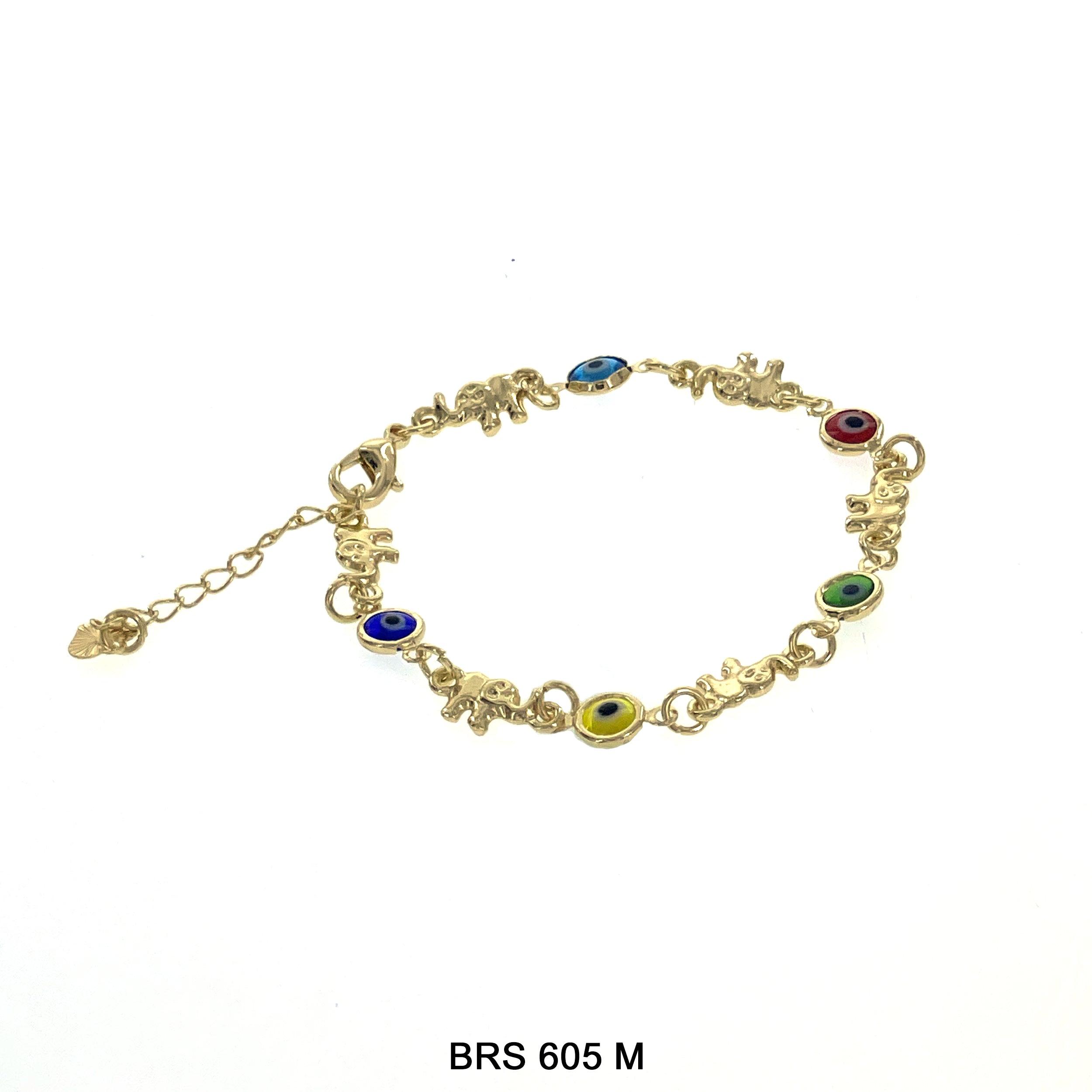 Elephant With Round Evil Eye Beads Bracelet BRS 605 M