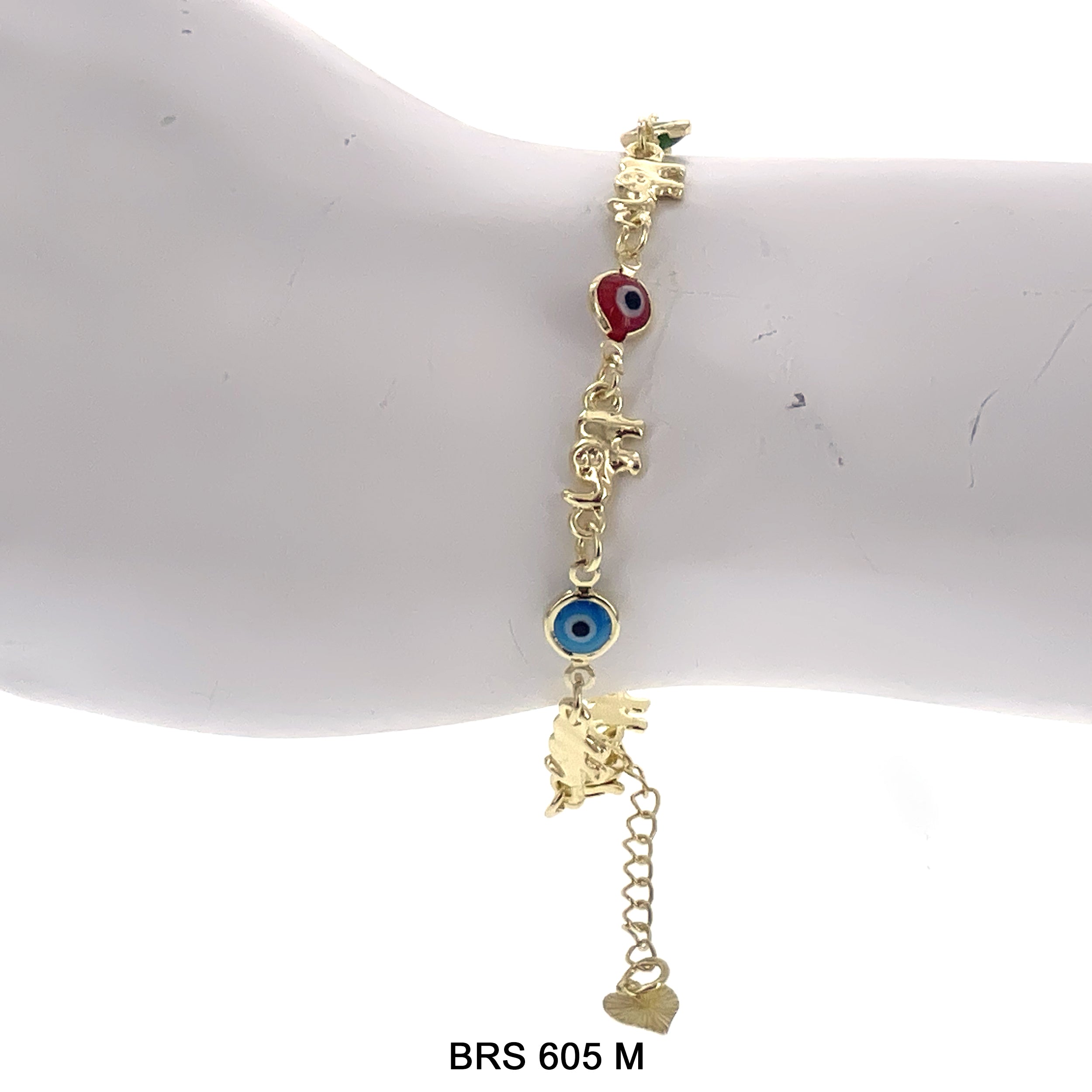 Elephant With Round Evil Eye Beads Bracelet BRS 605 M