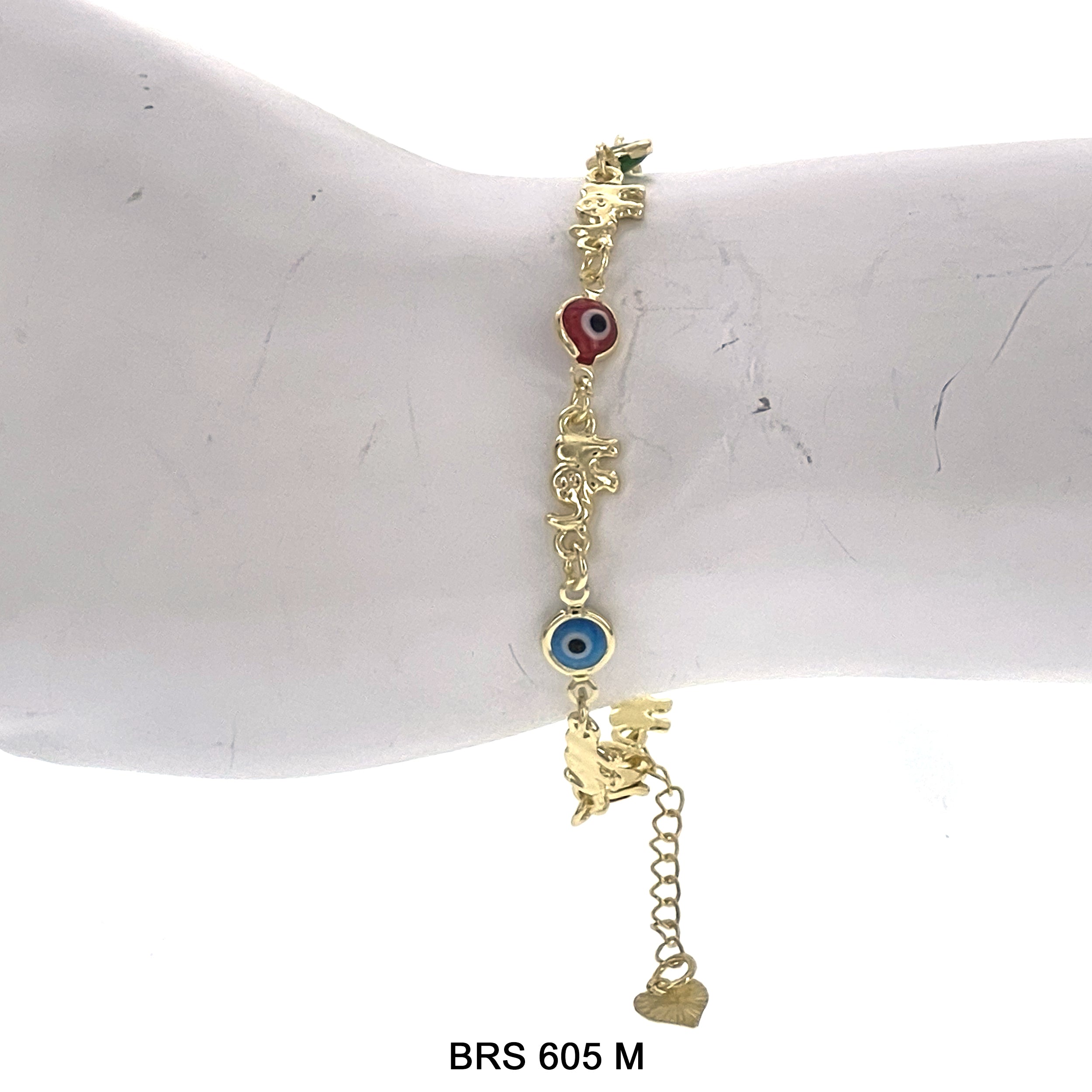 Elephant With Round Evil Eye Beads Bracelet BRS 605 M