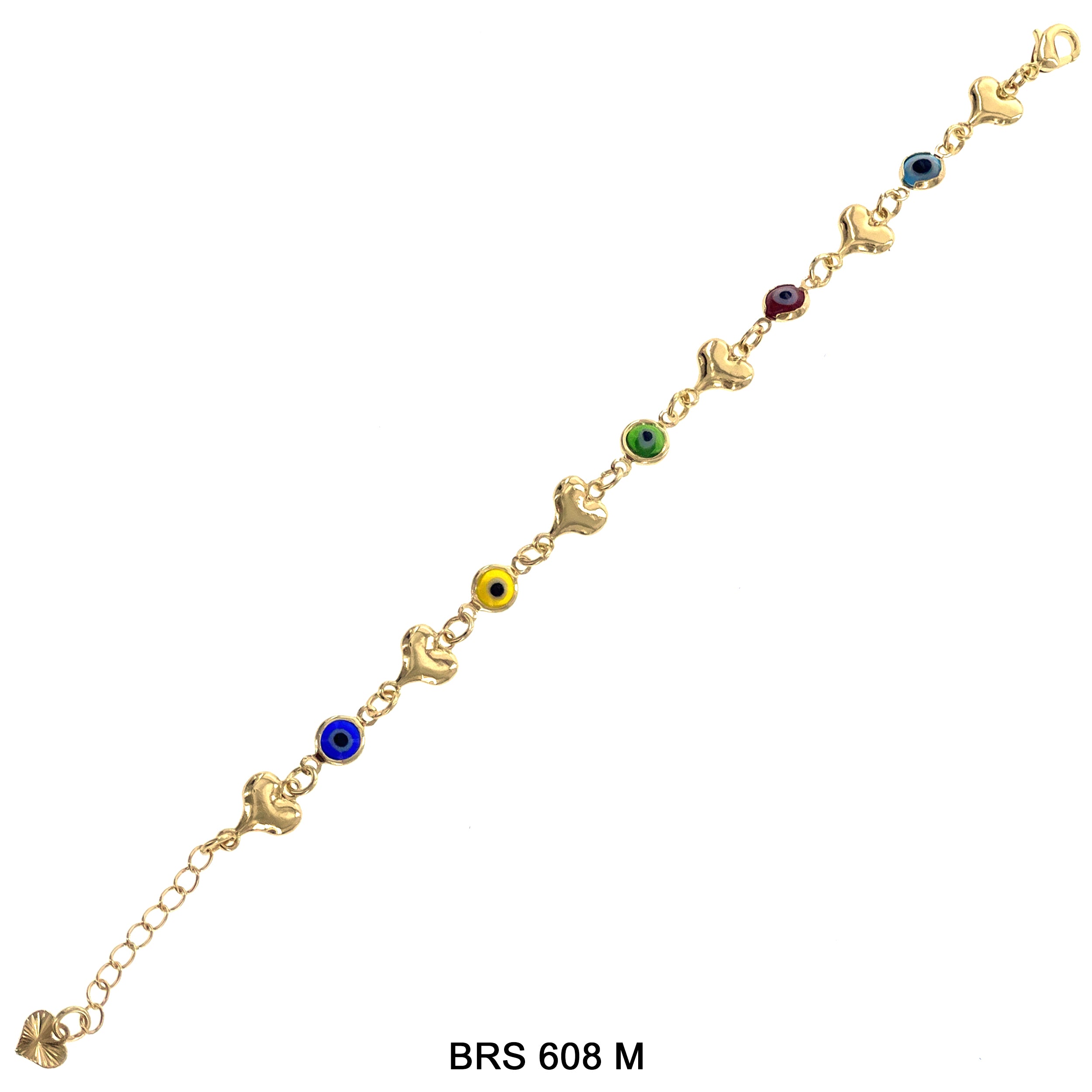 Heart With Round Evil Eye Beads Bracelet BRS 608 M