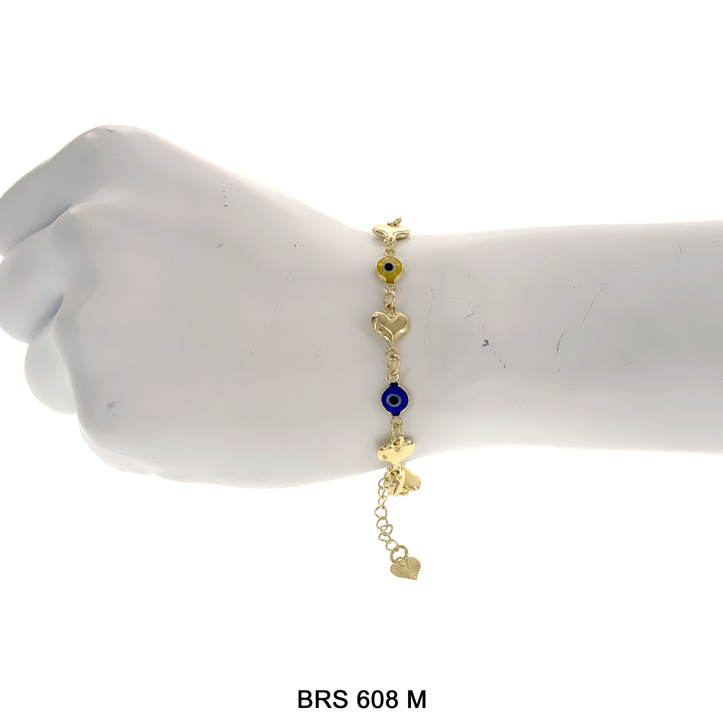 Heart With Round Evil Eye Beads Bracelet BRS 608 M