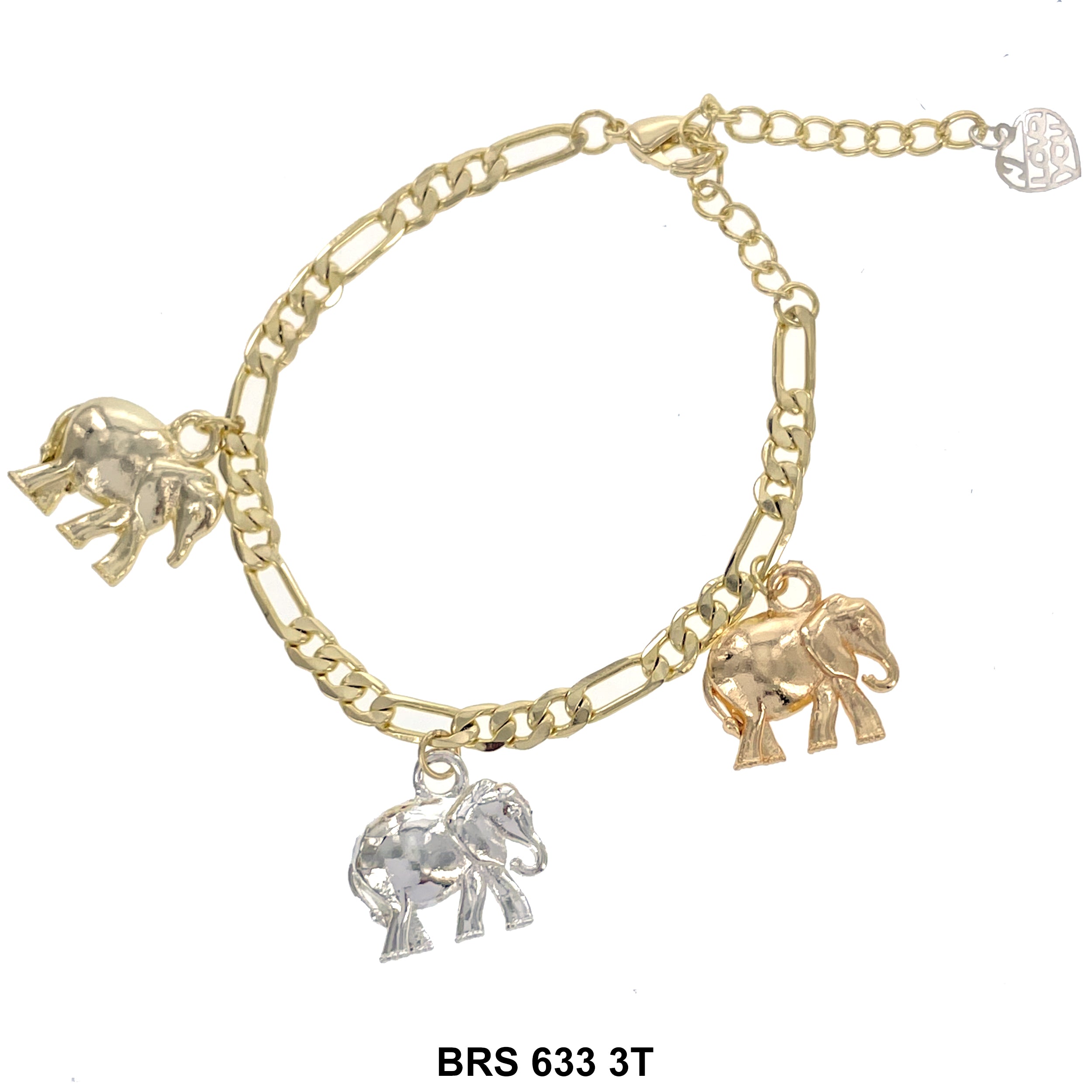 Elephant Figaro Chain Bracelet BRS 633 3T