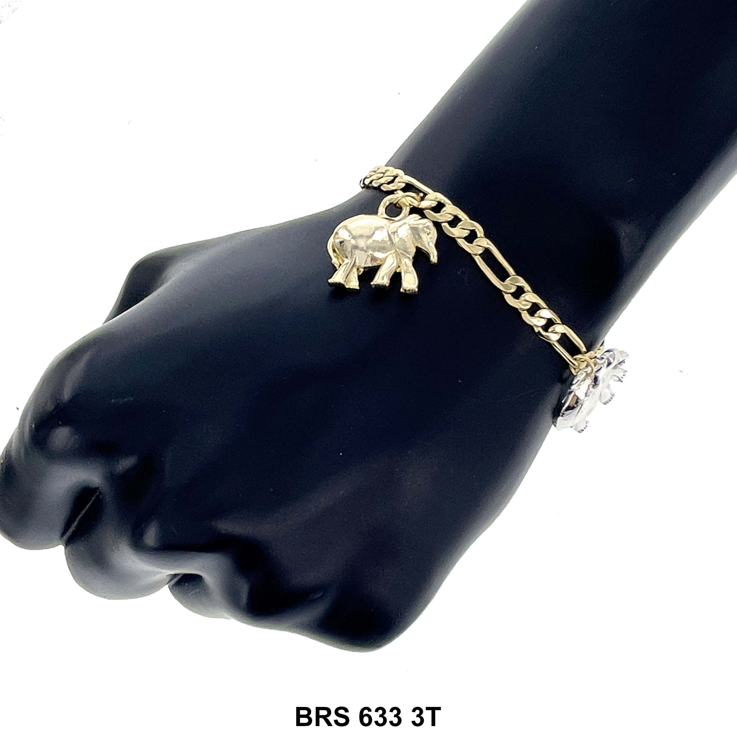 Elephant Figaro Chain Bracelet BRS 633 3T