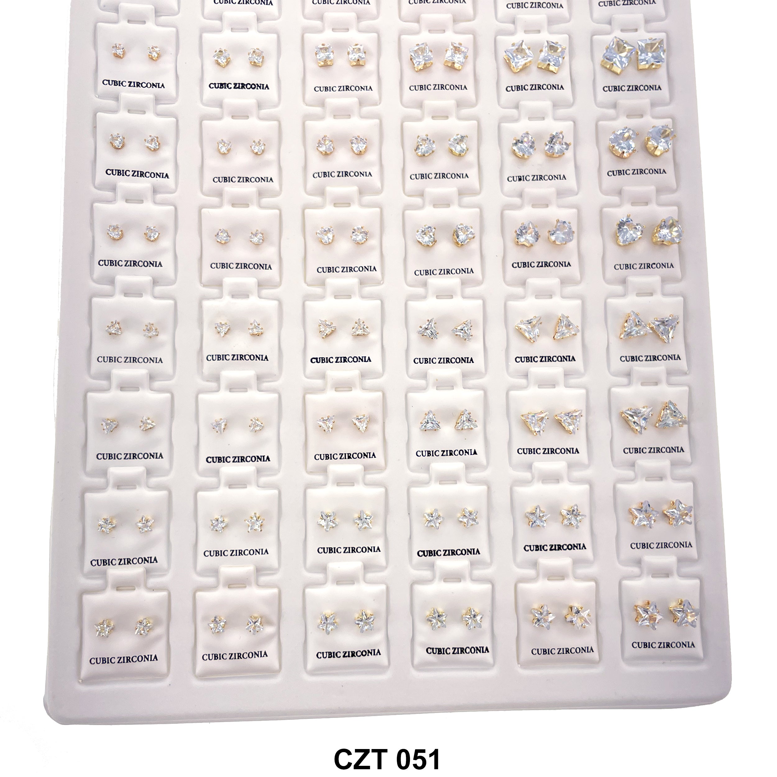 CZ Studs Earrings Tray 72 Pairs CZT 051