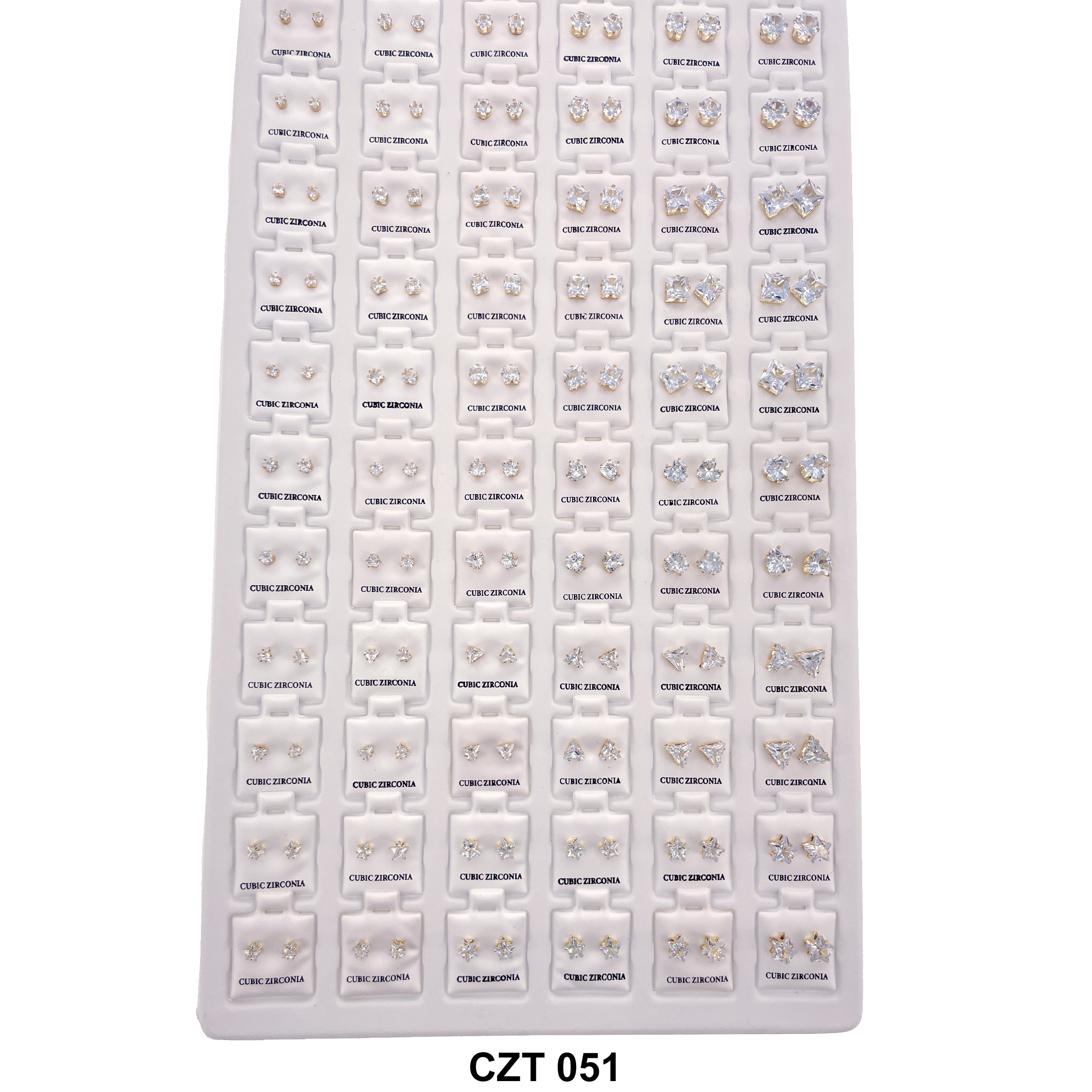 CZ Studs Earrings Tray 72 Pairs CZT 051