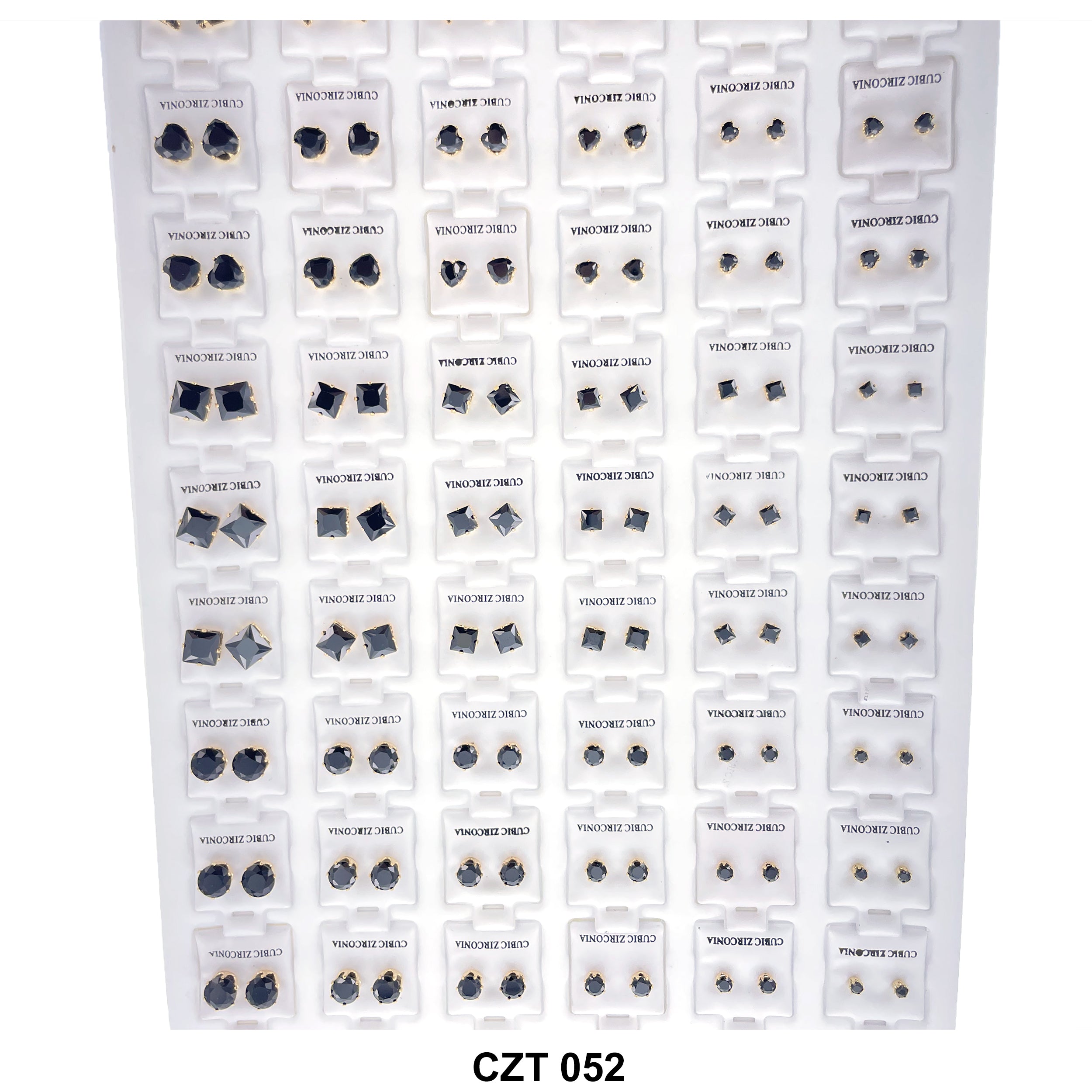 CZ Studs Earrings Tray 72 Pairs CZT 052