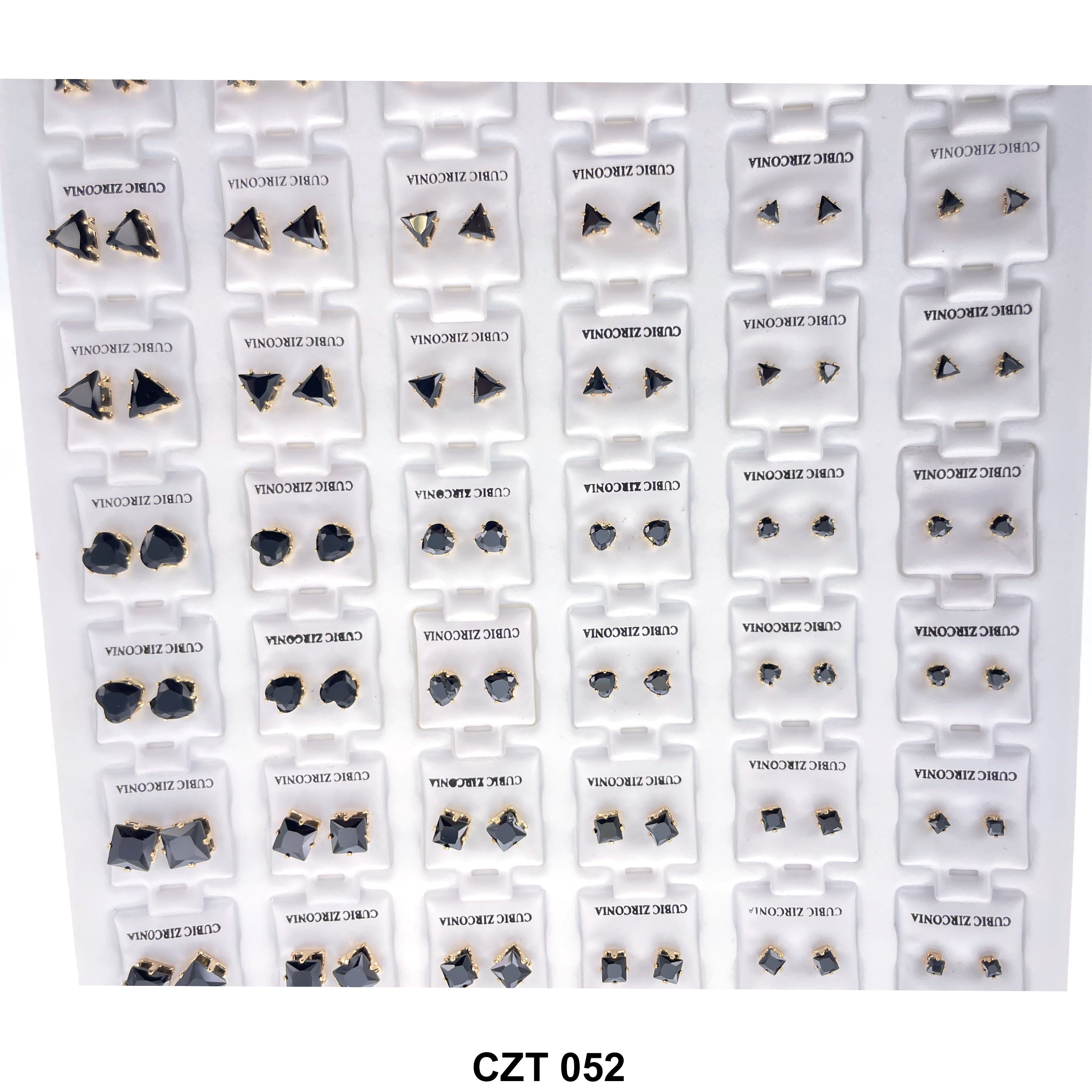 CZ Studs Earrings Tray 72 Pairs CZT 052