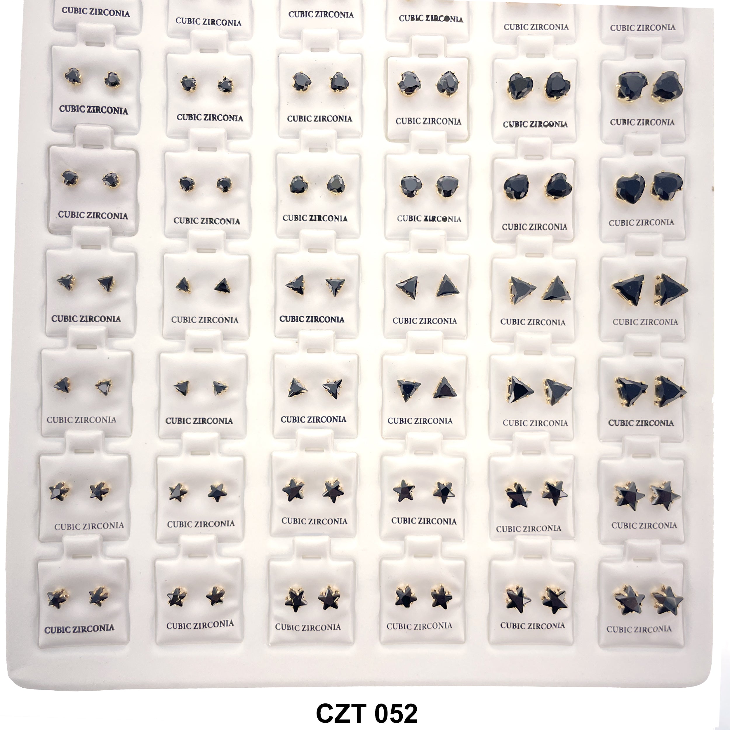 CZ Studs Earrings Tray 72 Pairs CZT 052