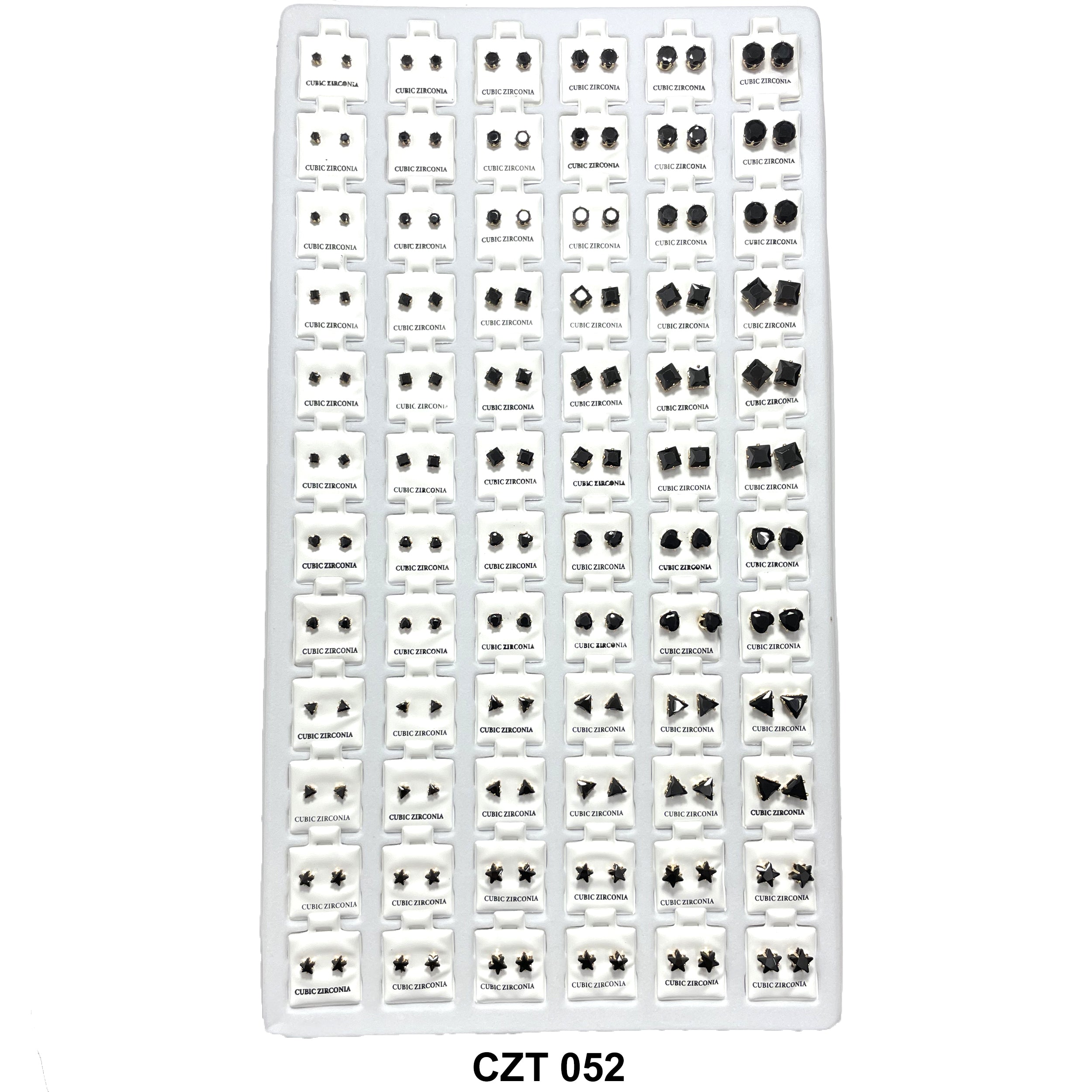 CZ Studs Earrings Tray 72 Pairs CZT 052