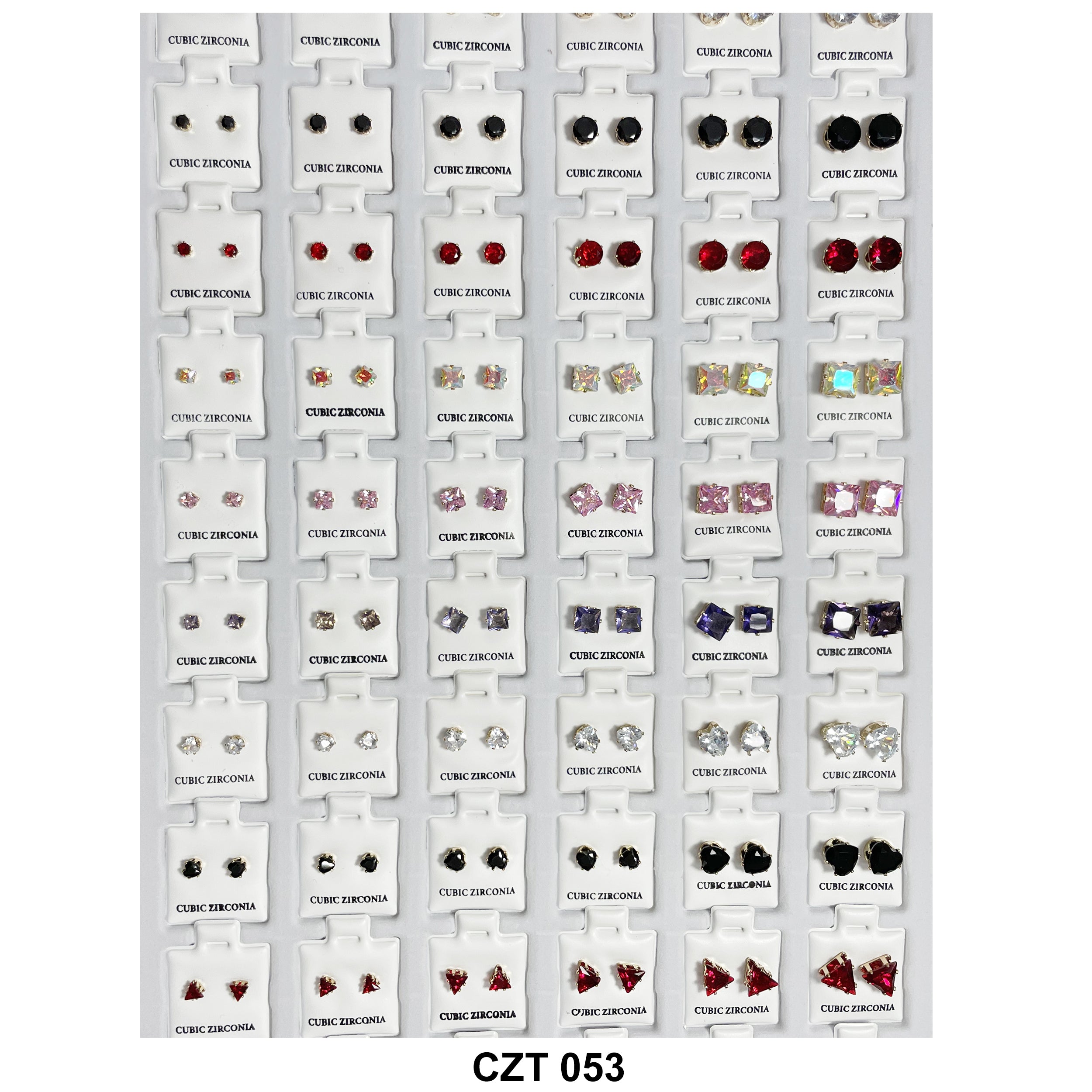 CZ Studs Earrings Tray 72 Pairs CZT 053