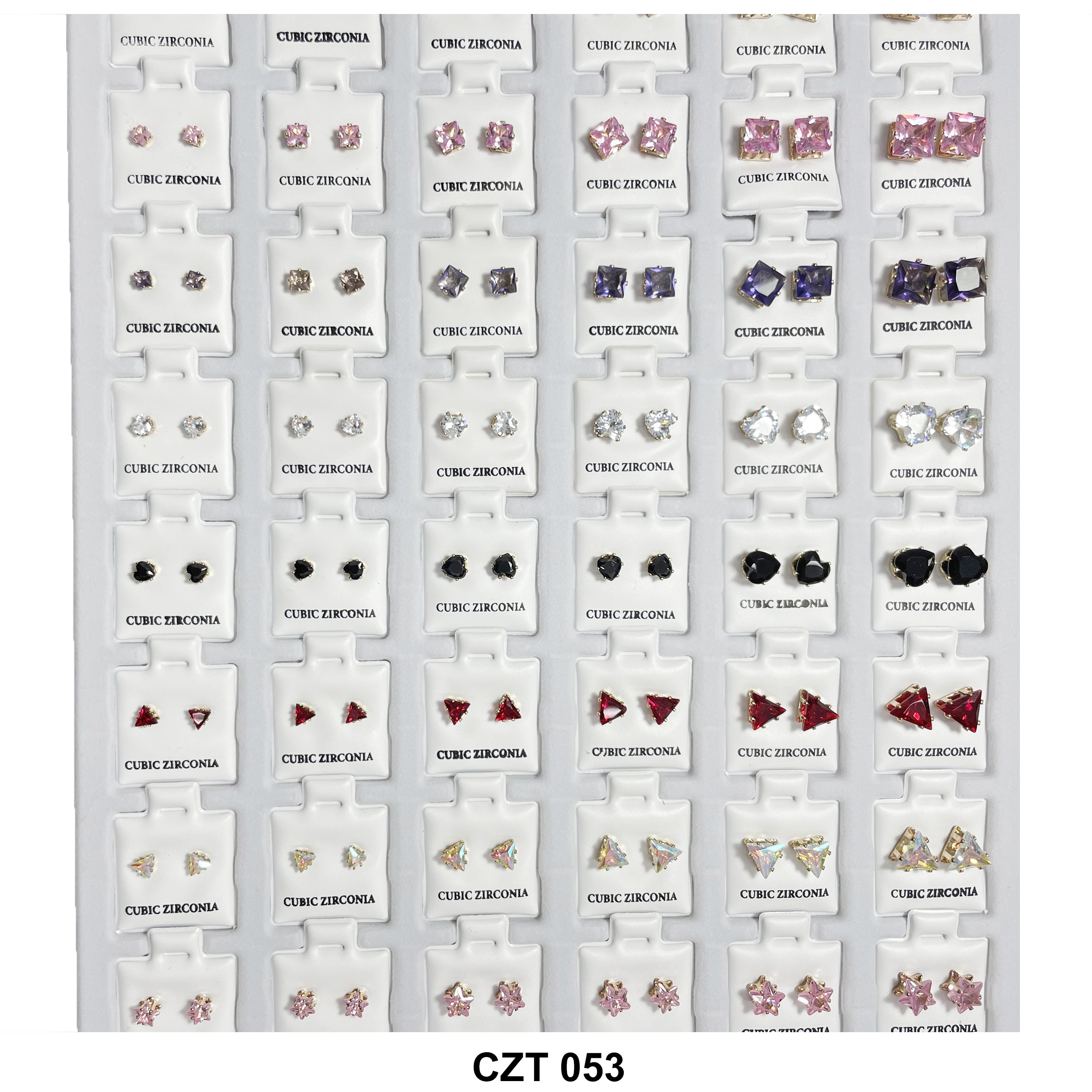 CZ Studs Earrings Tray 72 Pairs CZT 053