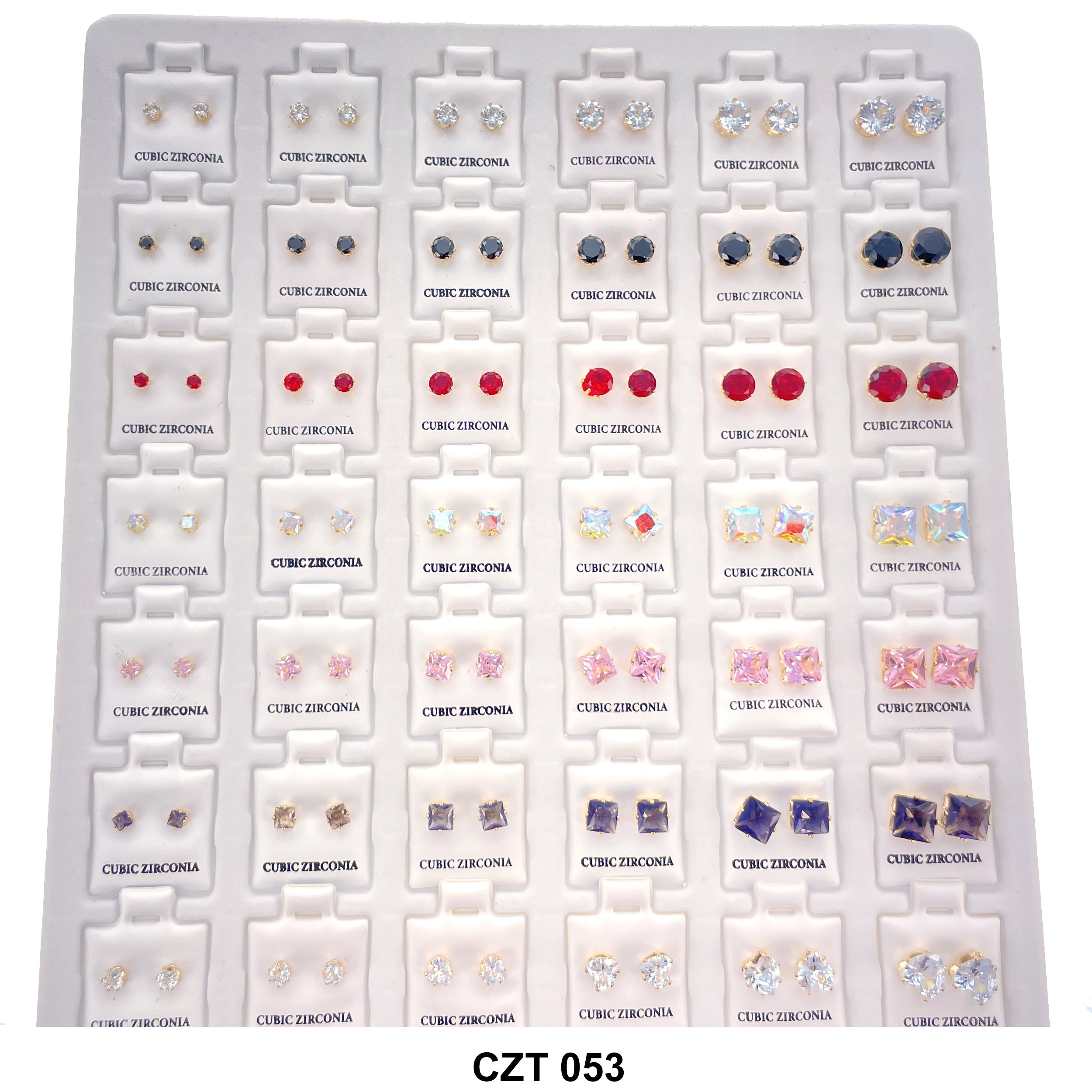 CZ Studs Earrings Tray 72 Pairs CZT 053