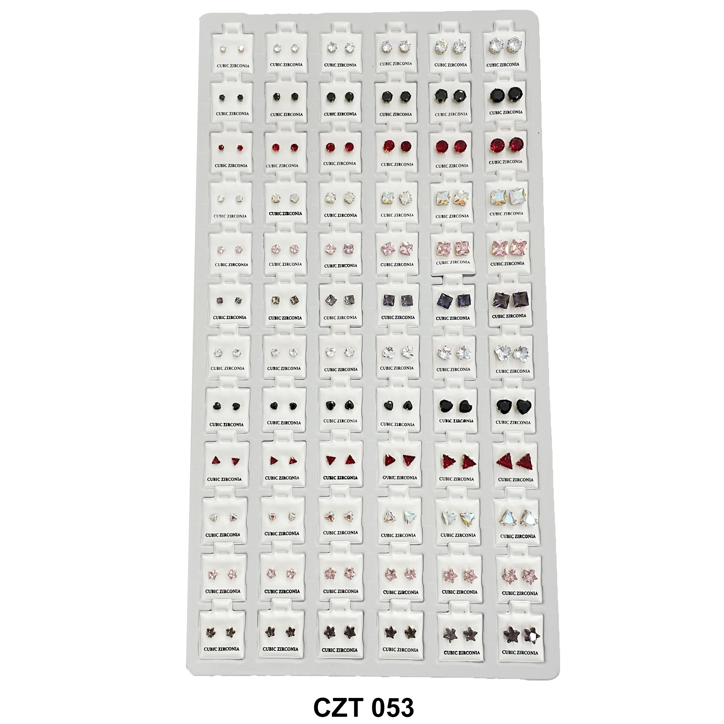 CZ Studs Earrings Tray 72 Pairs CZT 053