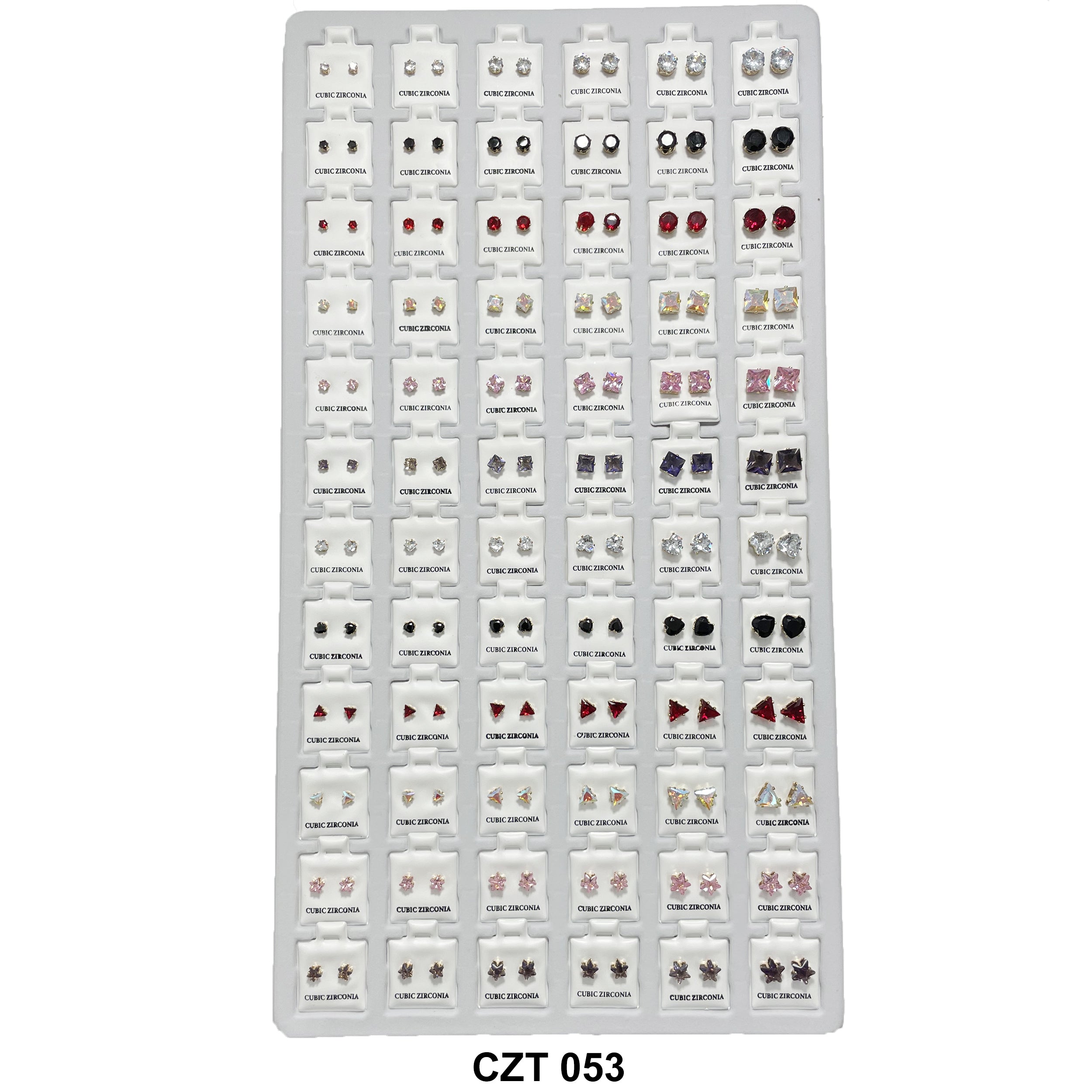 CZ Studs Earrings Tray 72 Pairs CZT 053