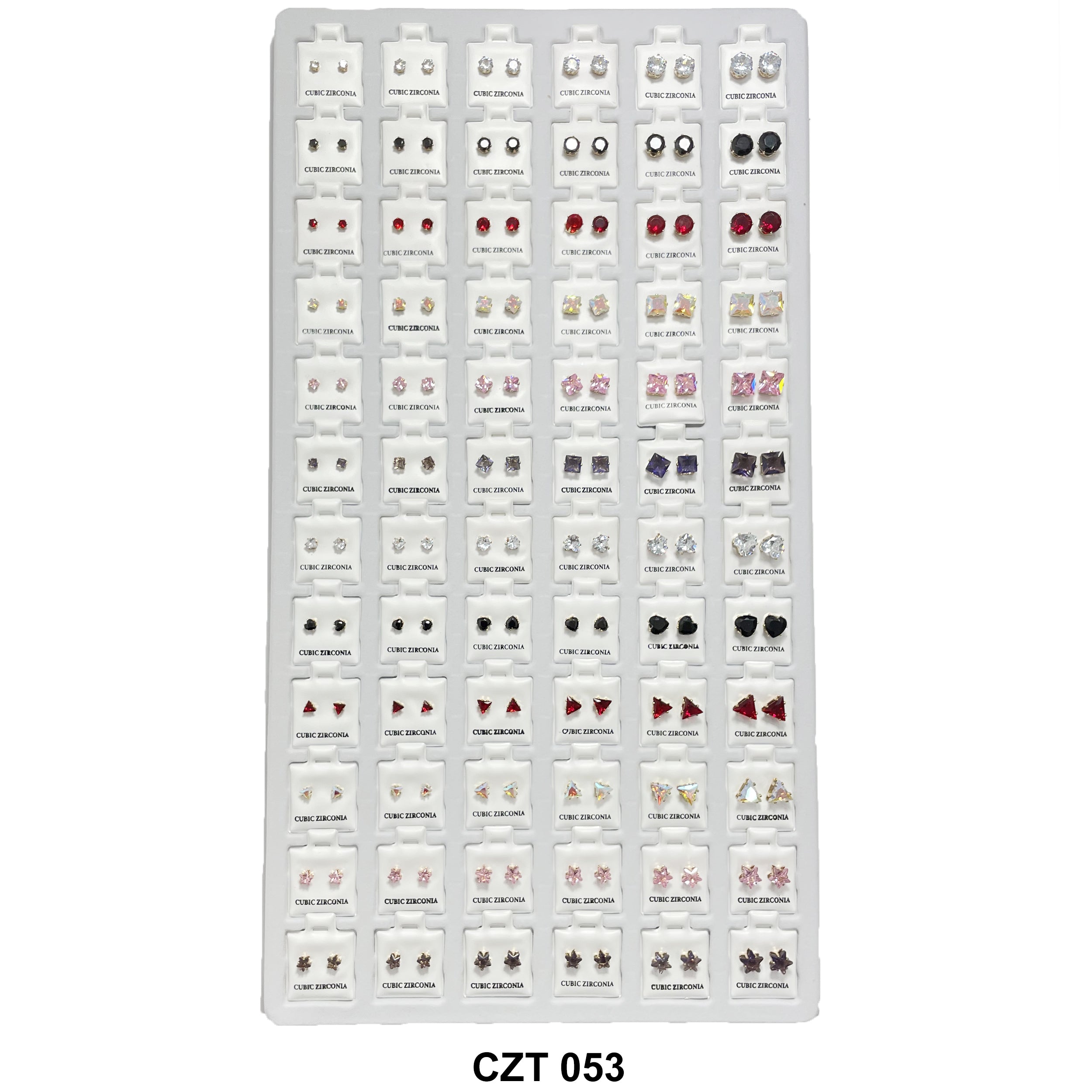 CZ Studs Earrings Tray 72 Pairs CZT 053