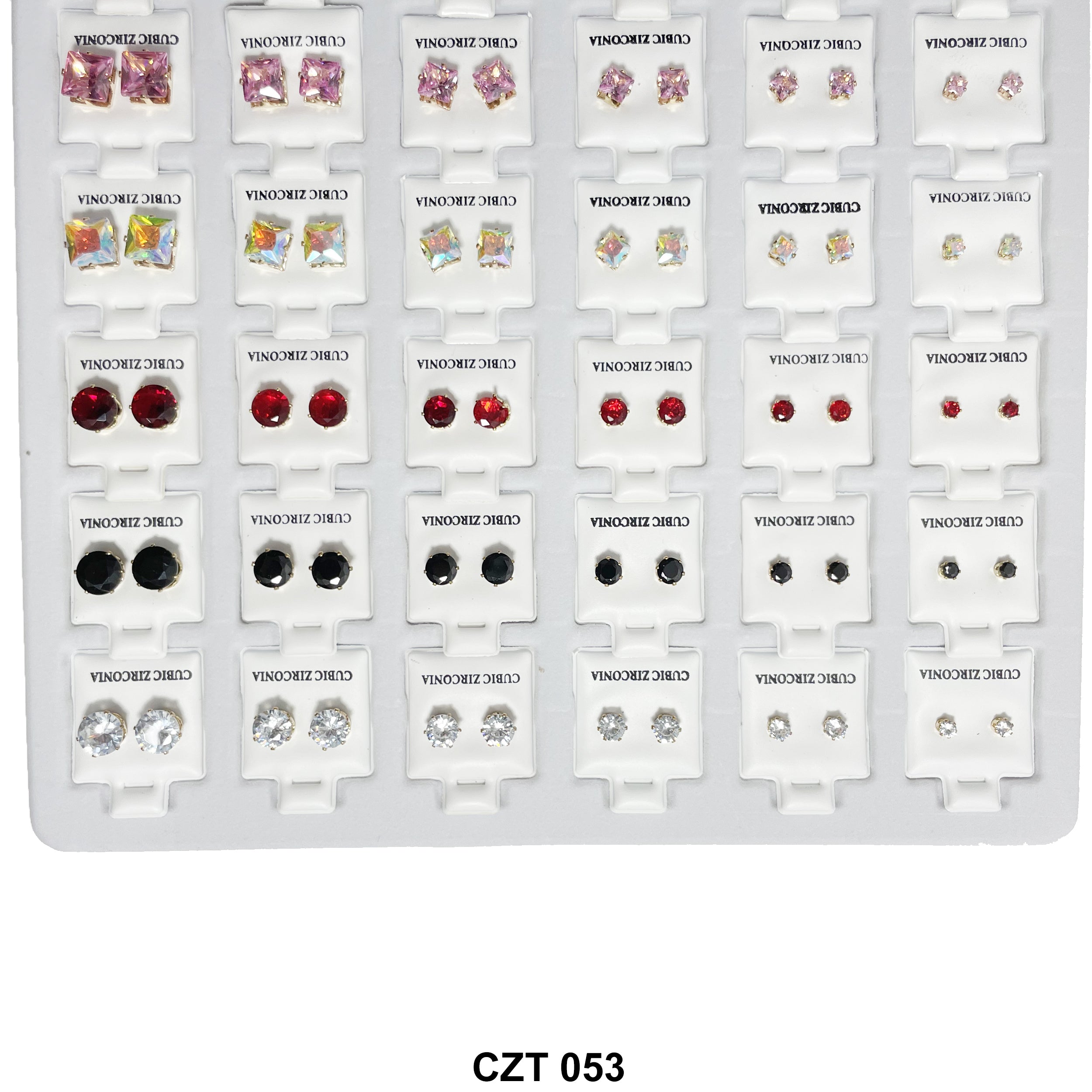 CZ Studs Earrings Tray 72 Pairs CZT 053