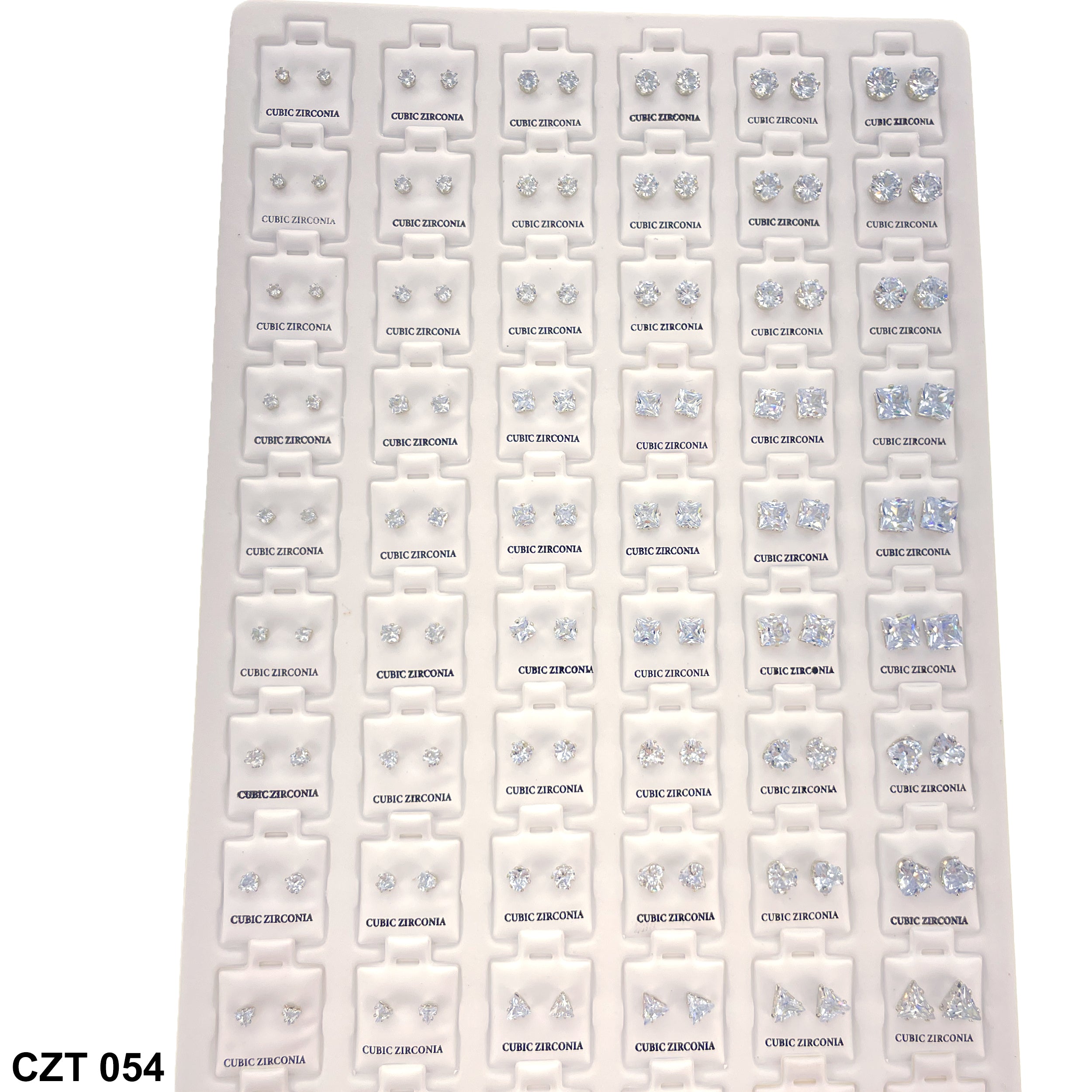 CZ Studs Earrings Tray 72 Pairs CZT 054