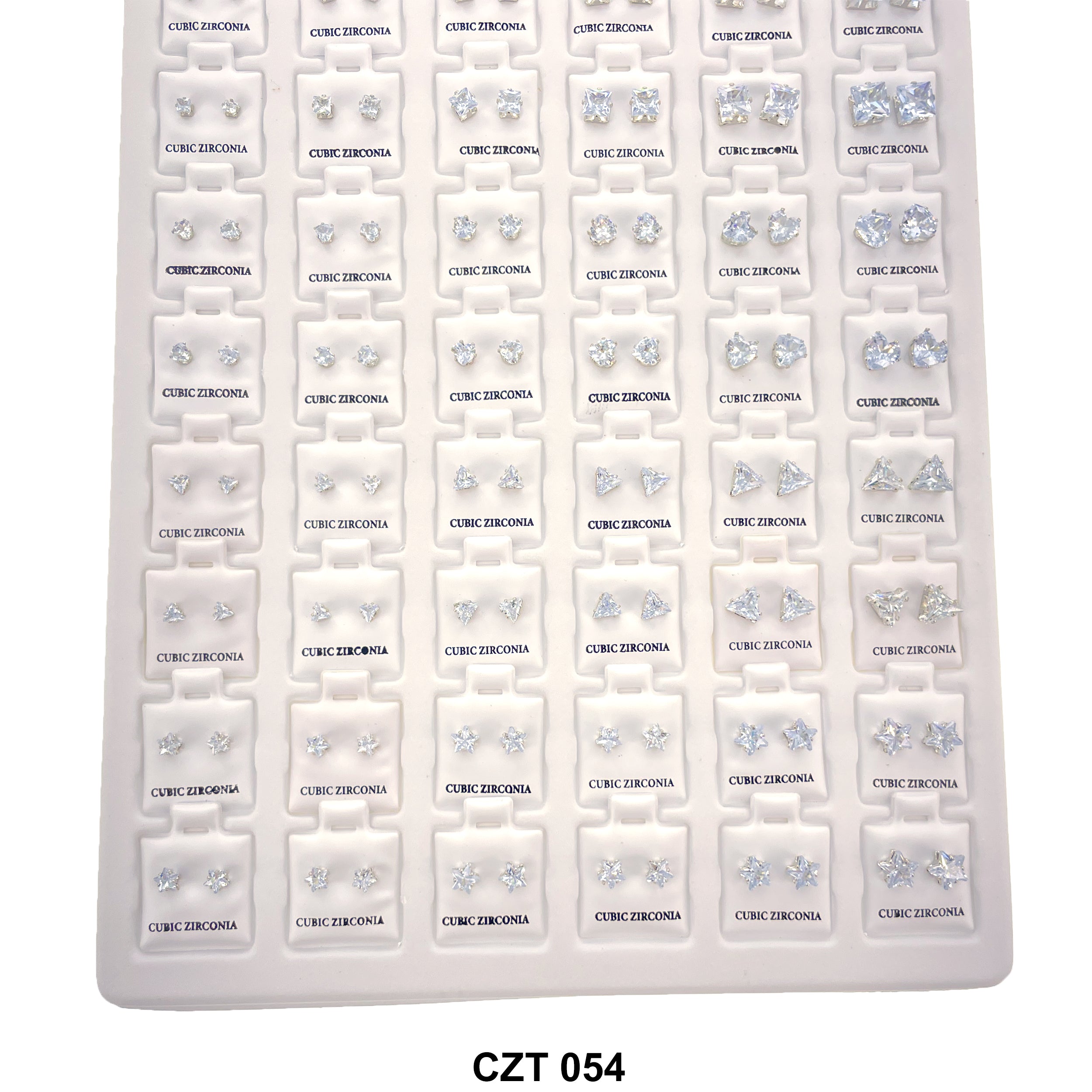 CZ Studs Earrings Tray 72 Pairs CZT 054