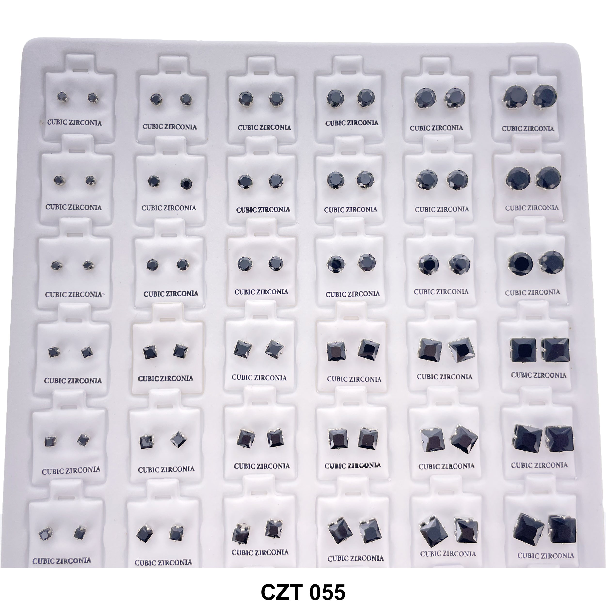 CZ Studs Earrings Tray 72 Pairs CZT 055