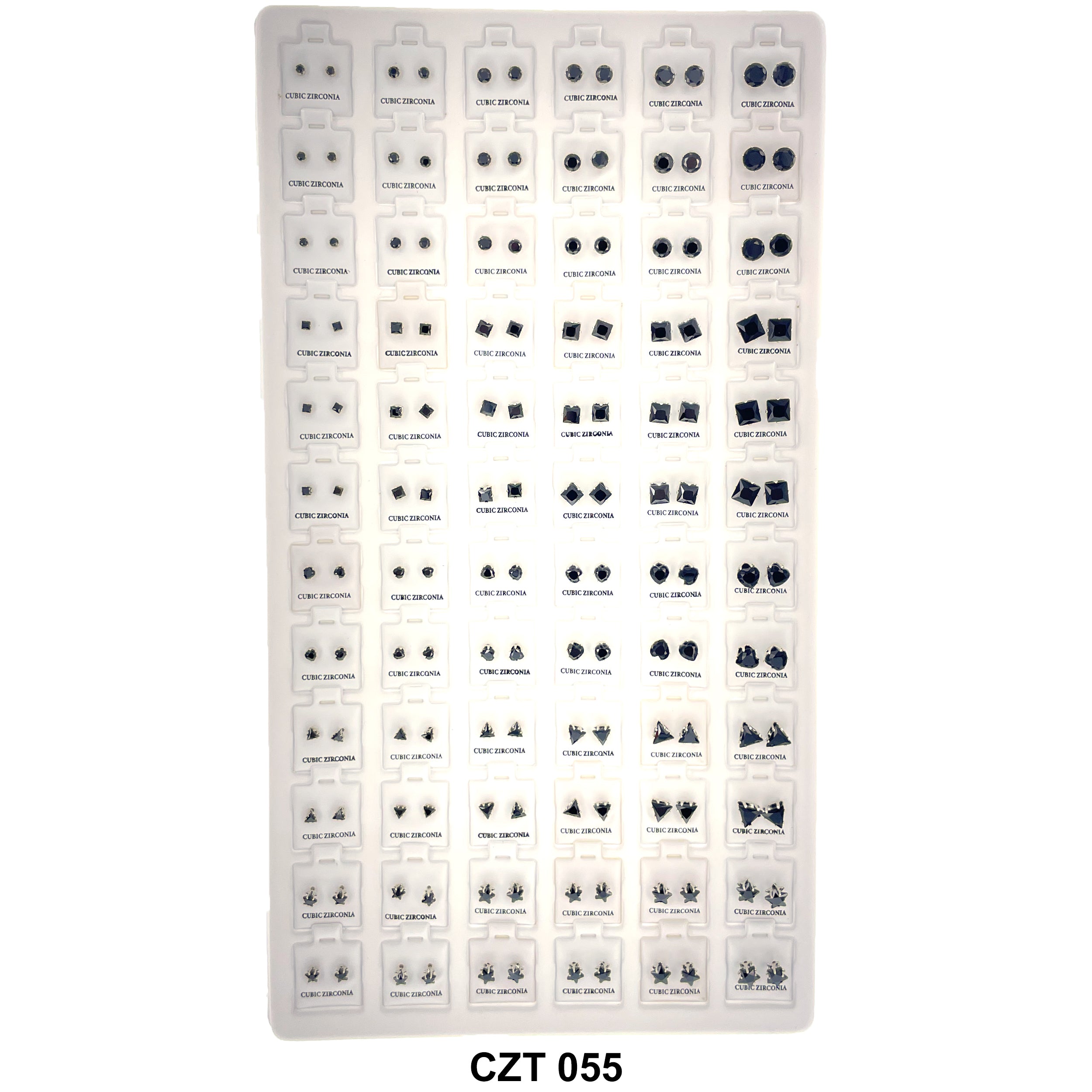 CZ Studs Earrings Tray 72 Pairs CZT 055