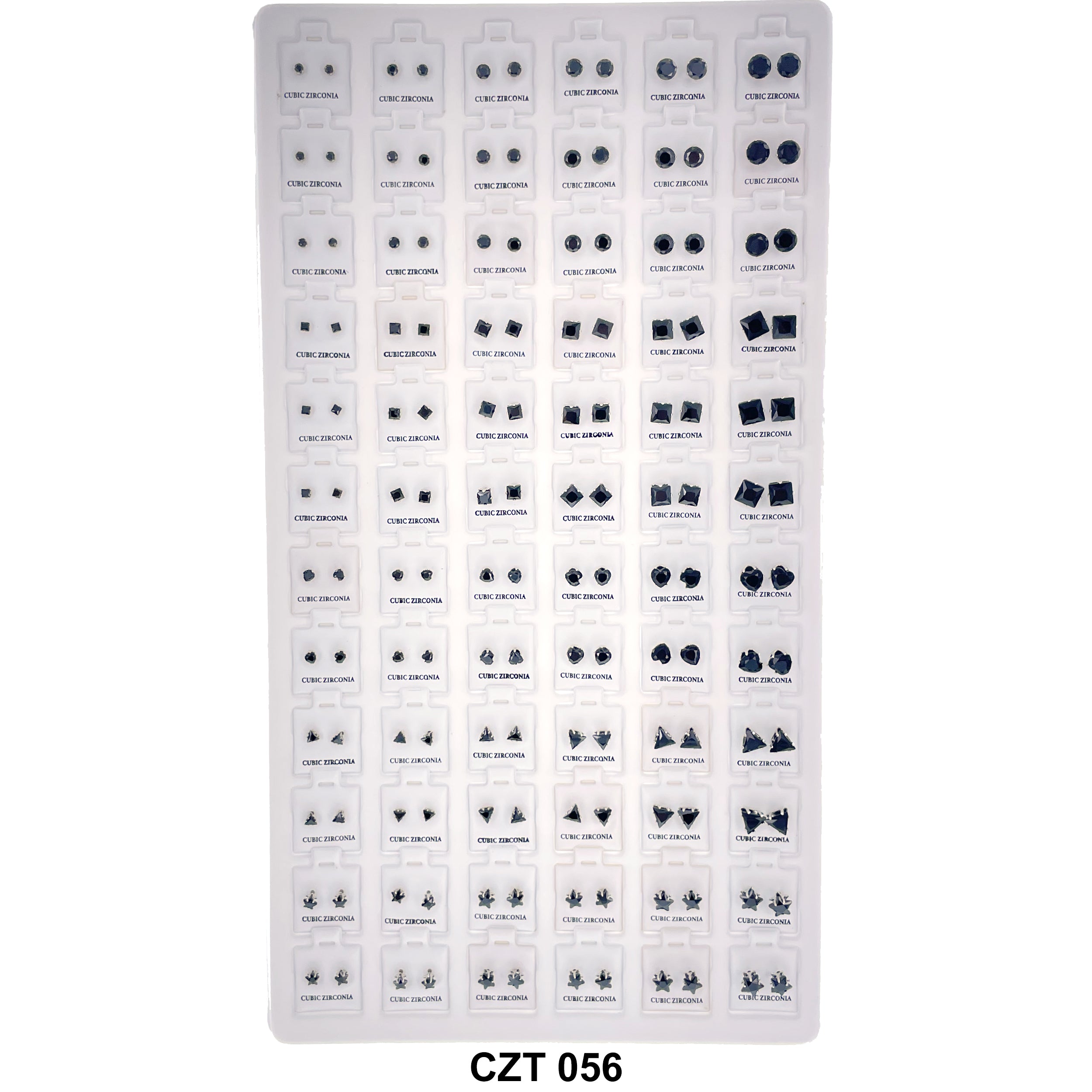 CZ Studs Earrings Tray 72 Pairs CZT 055