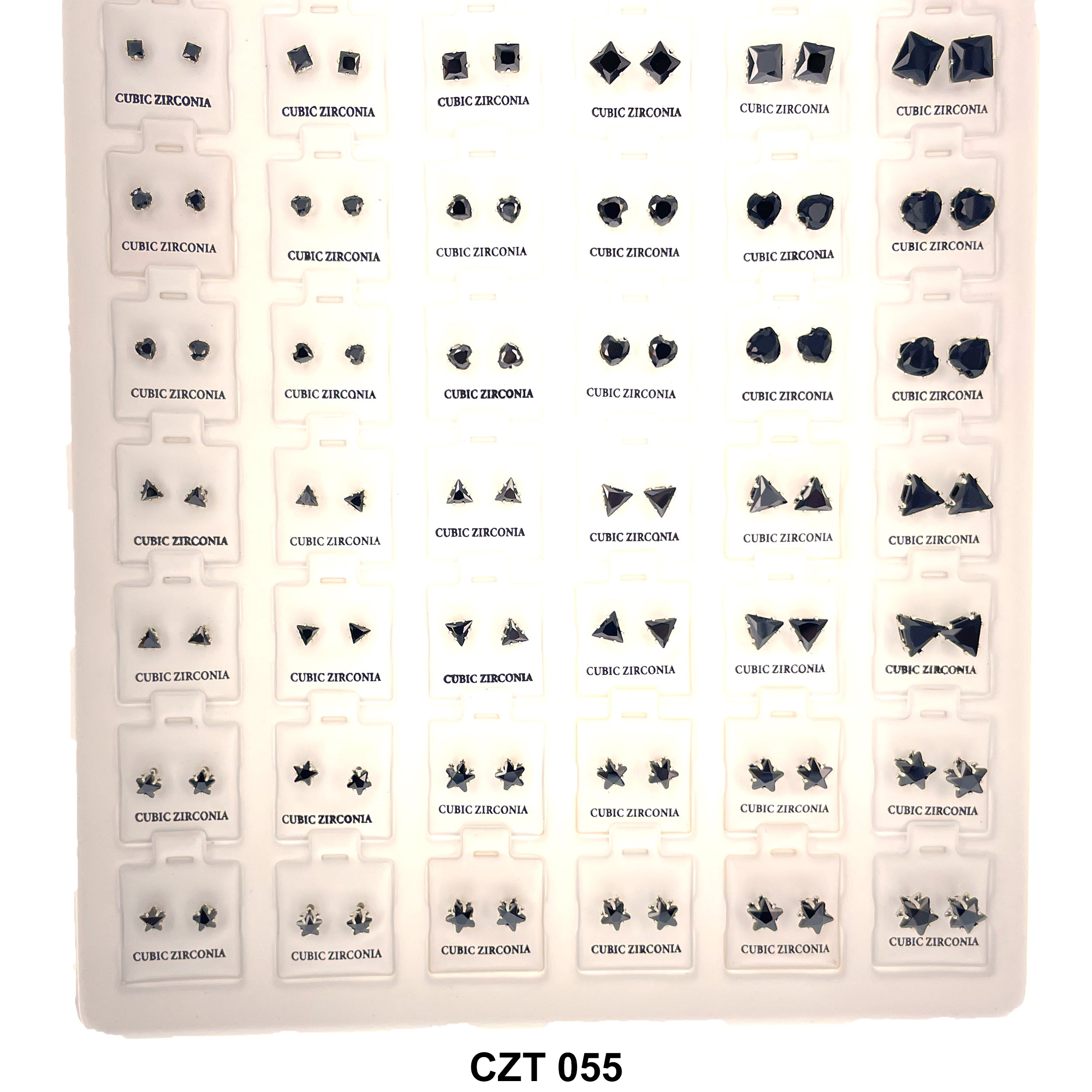 CZ Studs Earrings Tray 72 Pairs CZT 055