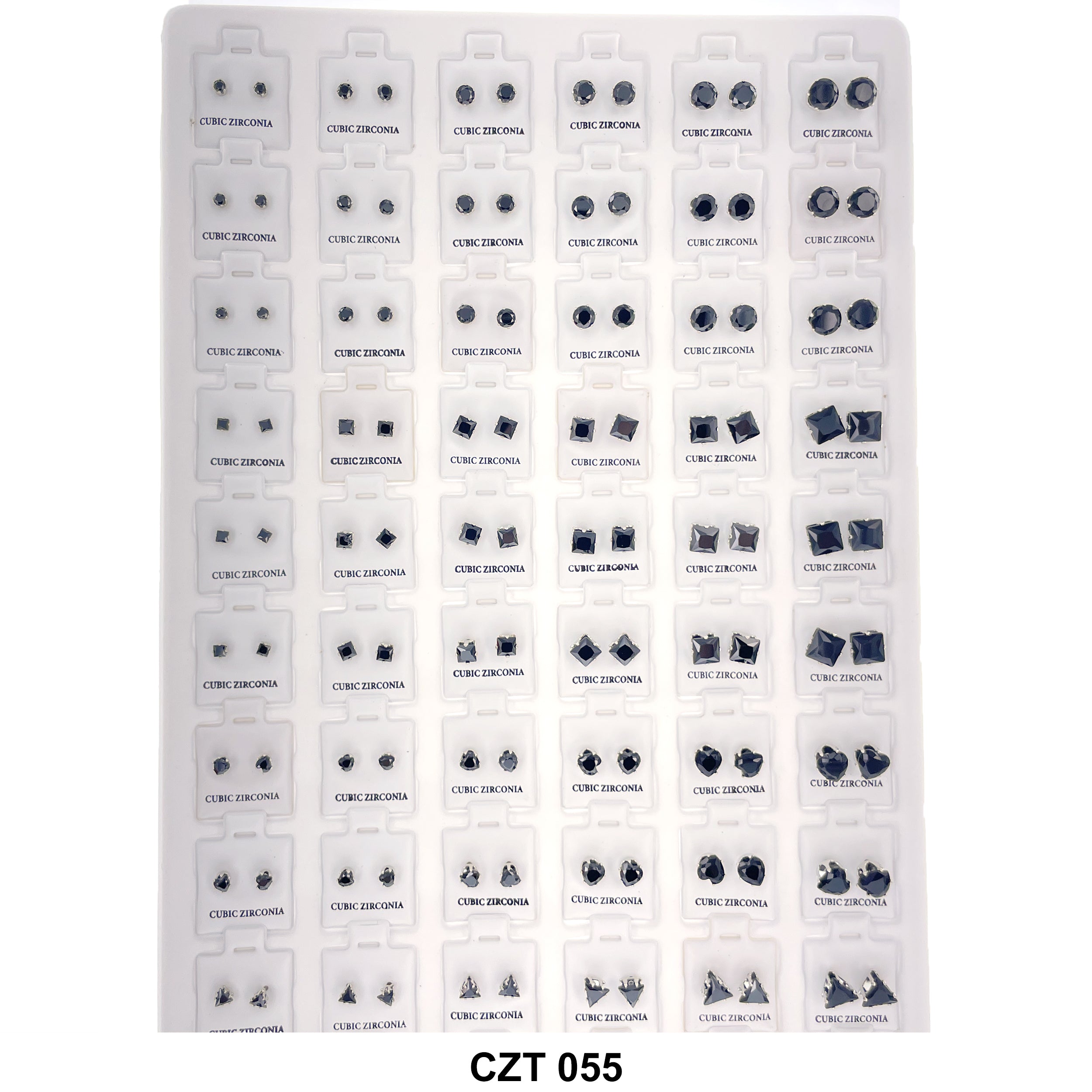 CZ Studs Earrings Tray 72 Pairs CZT 055