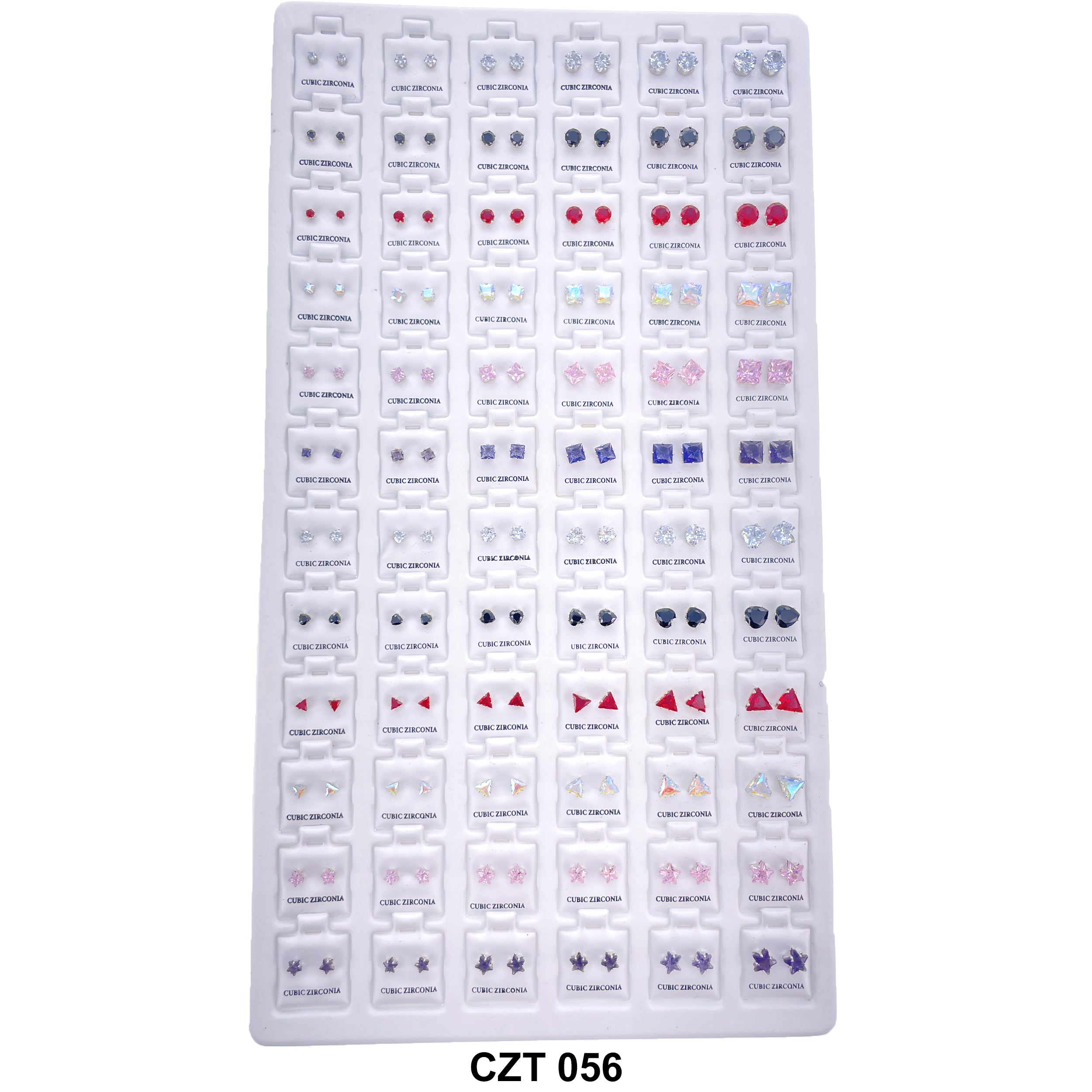 CZ Studs Earrings Tray 72 Pairs CZT 056